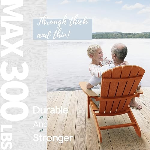 Miniatura 6 de YEFU Sillas Adirondack de plástico resistentes a la intemperie, sillas de patio de 5 pasos de fácil instalación, como madera real, ampliamente