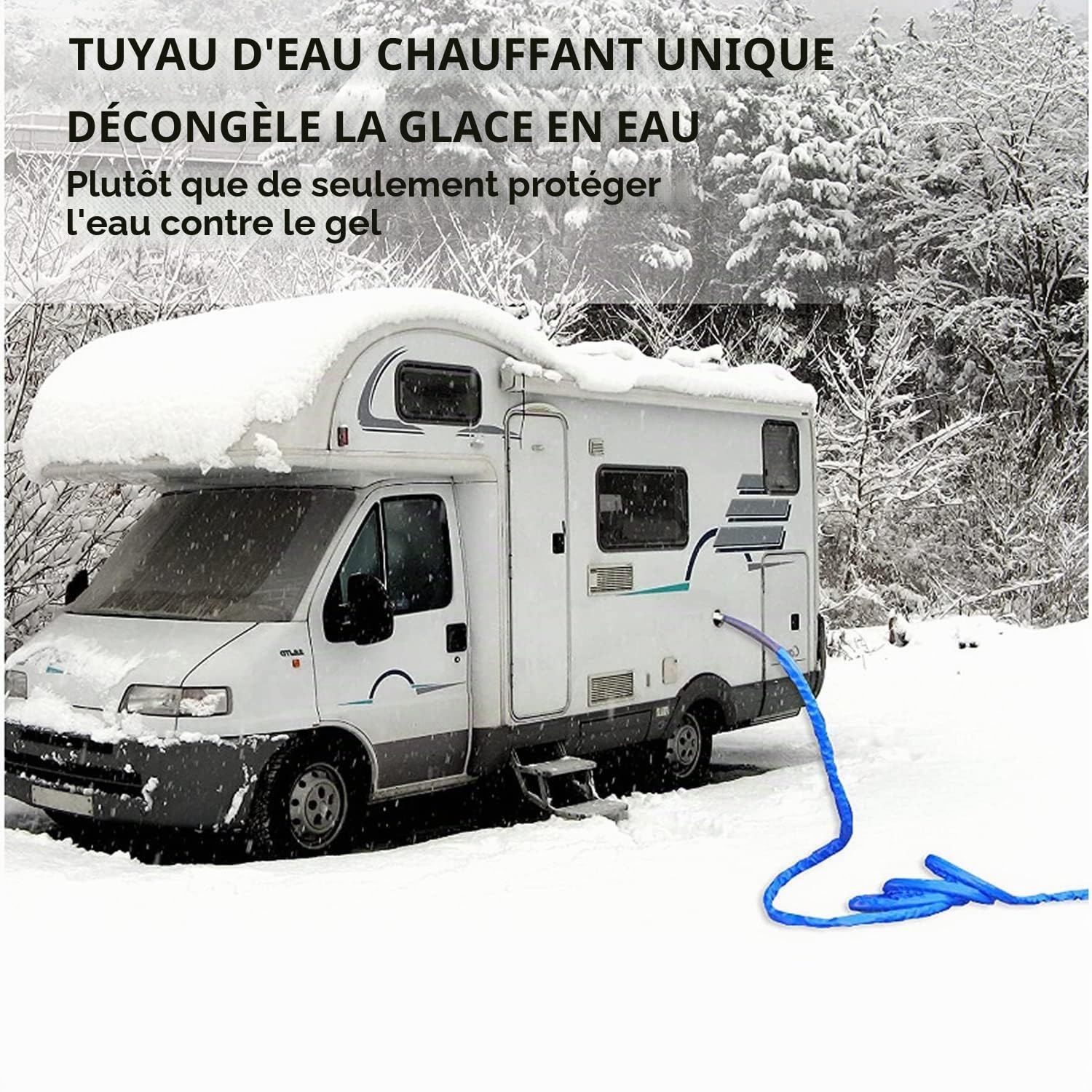Fayelong Tuyau d'eau chauffant pour camping-car, tuyau d'eau potable chauffant avec thermostat 1/2" Diamètre intérieur -45°F Résistance à la température pour camping-car Camion de jardin (50FT)
