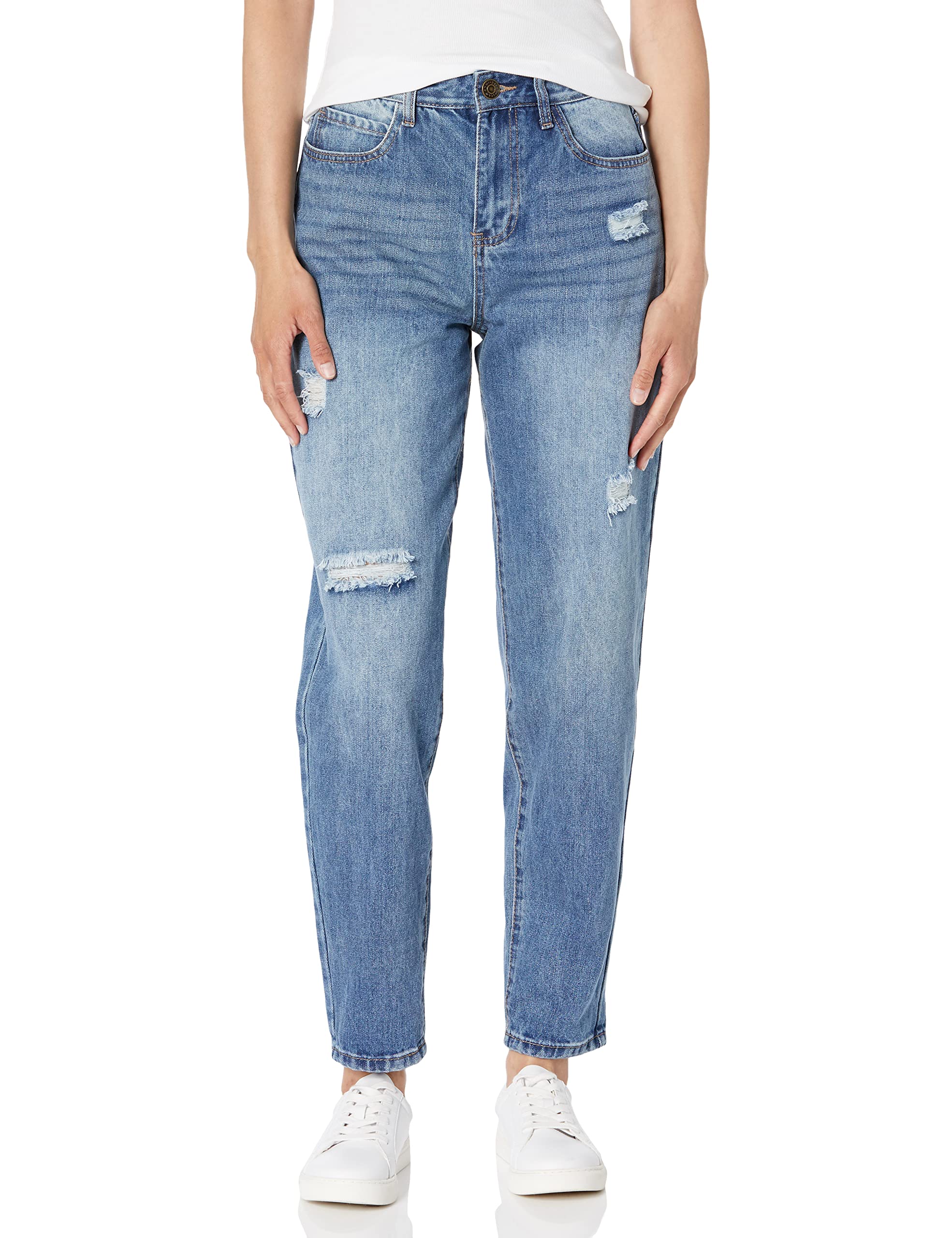 YMI Women's Junior Dream High-Rise Balloon Fit Rolled Cuff Ankle Jean