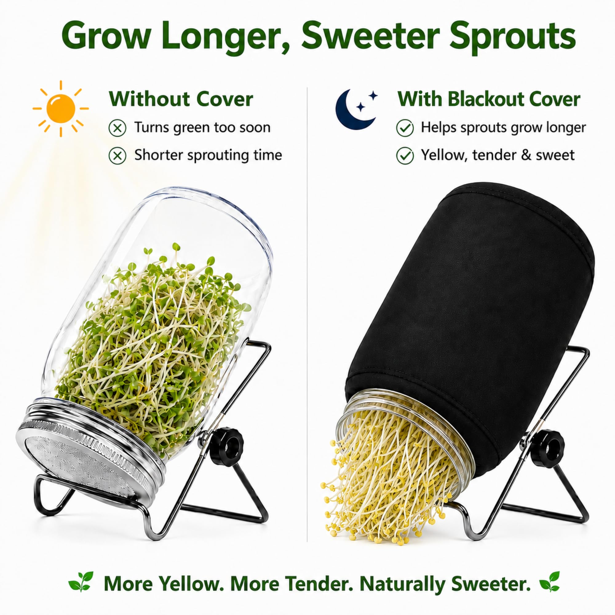Lot de 2 pots de culture Sprouts de 947,2 g avec couvercles en acier