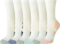 Amazon Essentials Women's Performance Cushioned Breathable Cotton Crew Athletic Socks - 6 Pack Comfort & Support