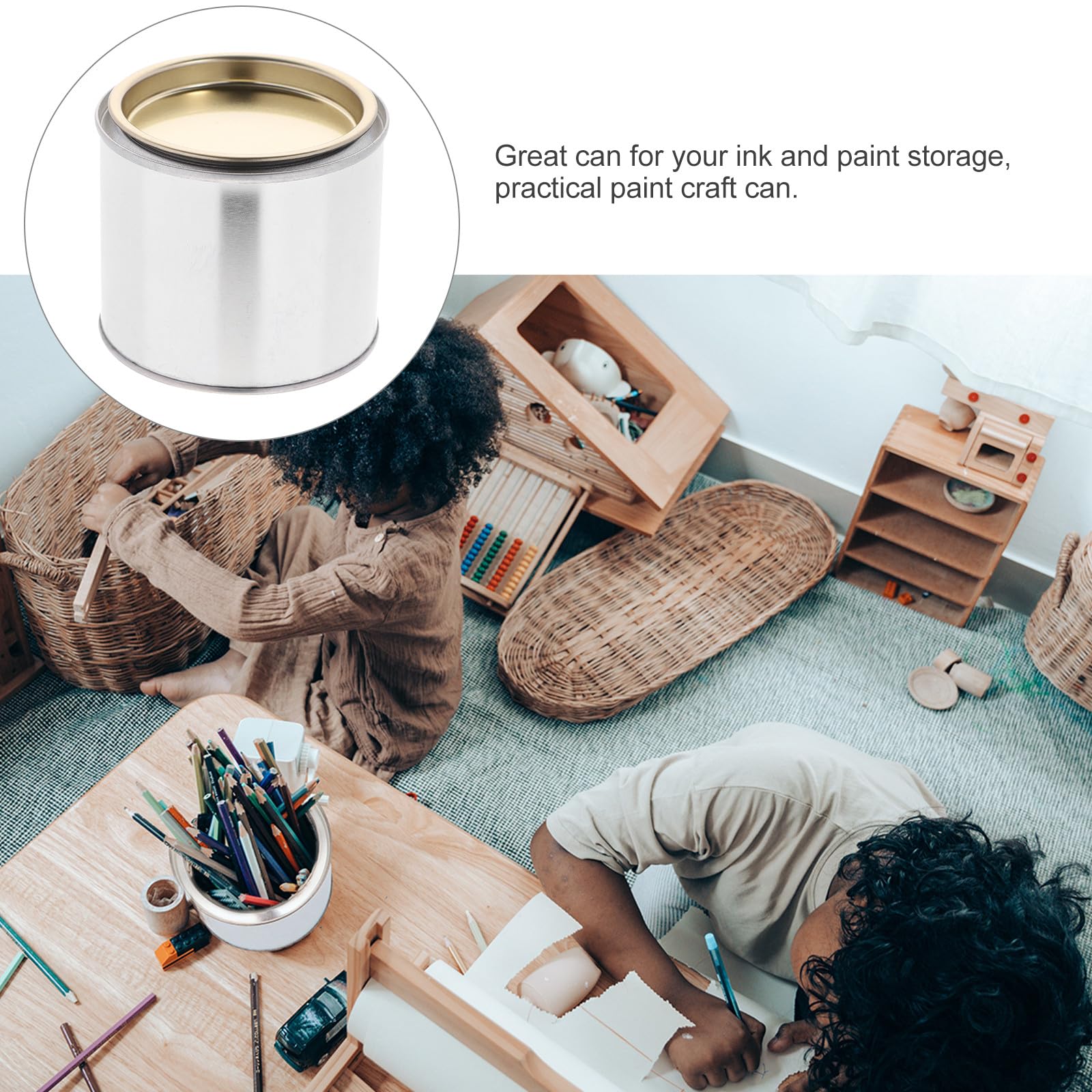 STOBAZA Latas de Metal para Mezcla y Almacenamiento de Pintura y Tinta, 8 Unidades Redondas de 0,3 L, Portátiles para Uso en Hogar y Taller Tapa Color Aleatorio