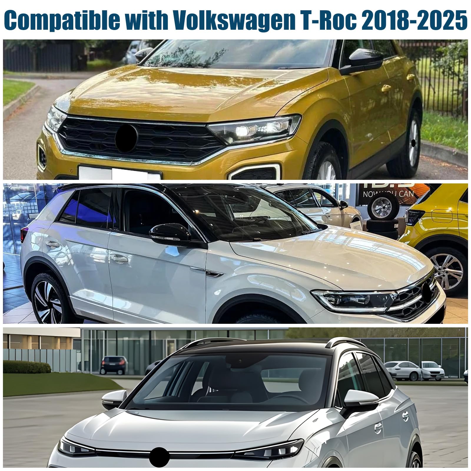 Pare Soleil Voiture Interieur pour VW T-Roc 2018-2025, 3 Pièces Protection Solaire Pare-Brise Thermiques Occultante Bloquer Rayons UV et Garder Votre Véhicule au Frais