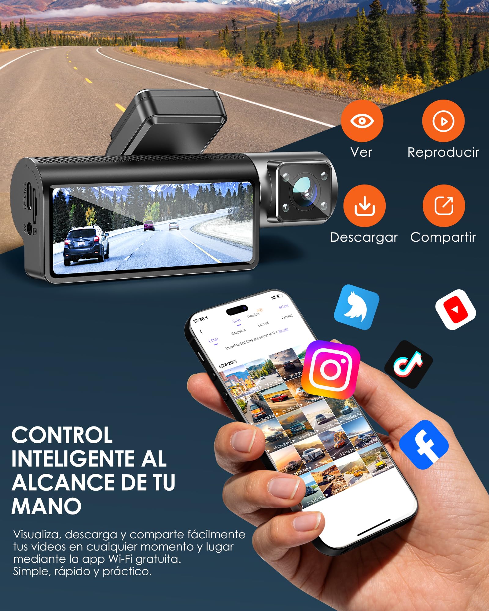 iZEEKER 3 Canales 4K Dashcam con Tarjeta de 32GB GRATIS, Cámara Coche Frontal, Trasera e Interior 4K+1080P+1080P con WDR, Visión Nocturna IR, WiFi 6, Ángulo 170°, G-Sensor, Modo de Estacionamiento 24H