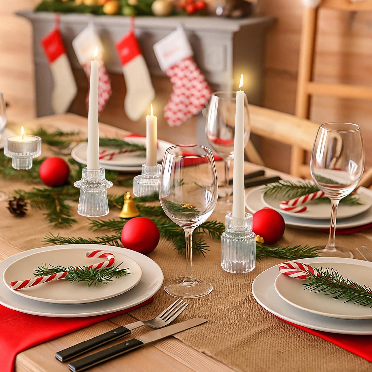 12 Pcs Glass Candlestick Holders Taper Candle Holders for Table Centerpieces, Wedding Decor and Dinner Party, Clear - Image 7