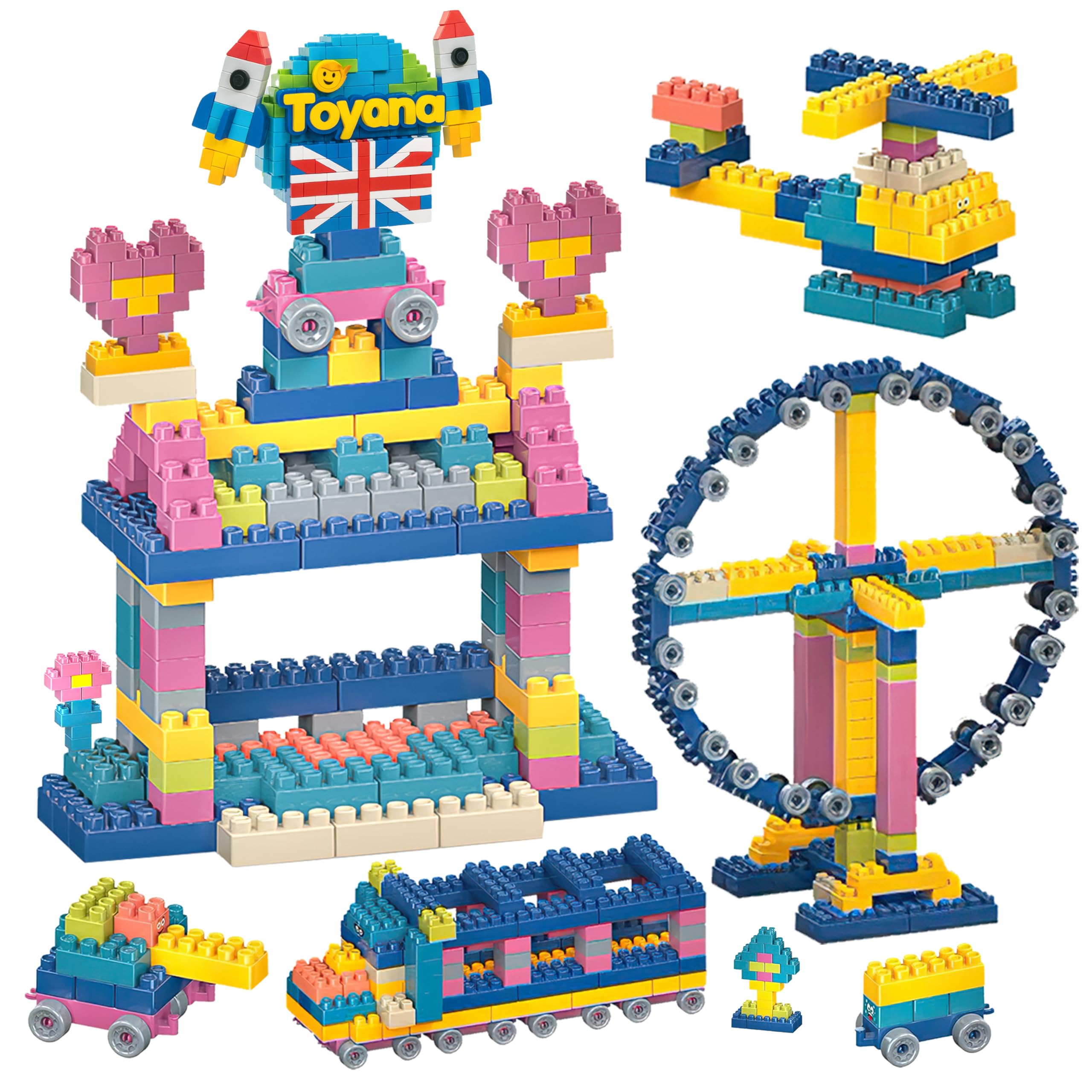 Toyana 150 PCs Building Blocks for Kids, Colorful Construction Bricks Set, Educational STEM Learning Toy, Creative Indoor Activity Gift Playset for Toddlers & Preschoolers, Children 3+ Years