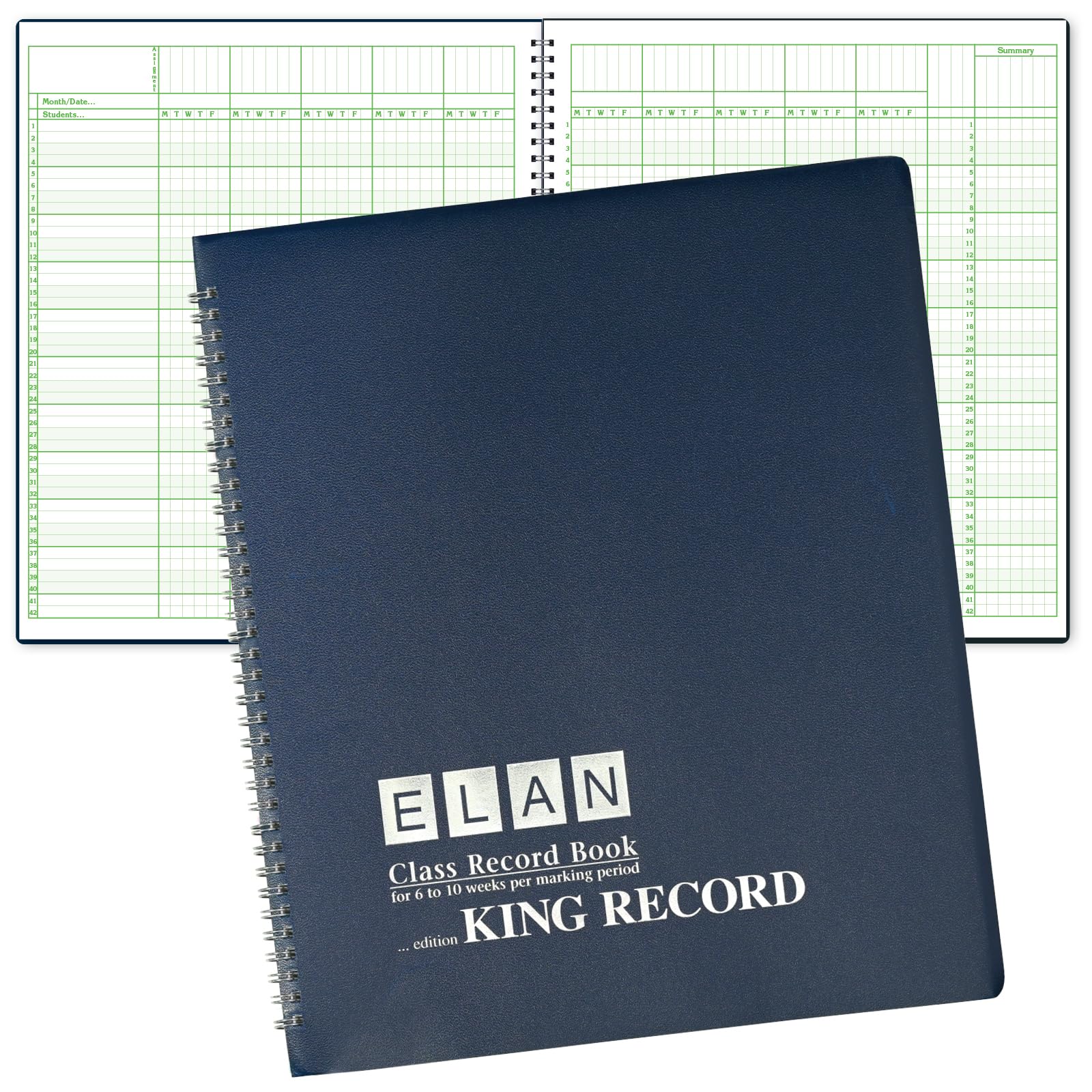 Elan Publishing Company Oversize Record Book for 6-10 Weeks; Extra-Large Squares (1/4") 42 Student Names (King Record)