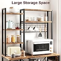 Vista 7 de IDEALHOUSE Estante para panaderos con toma de corriente, soporte para microondas con 2 cajones de alambre, estación de barra de café industrial