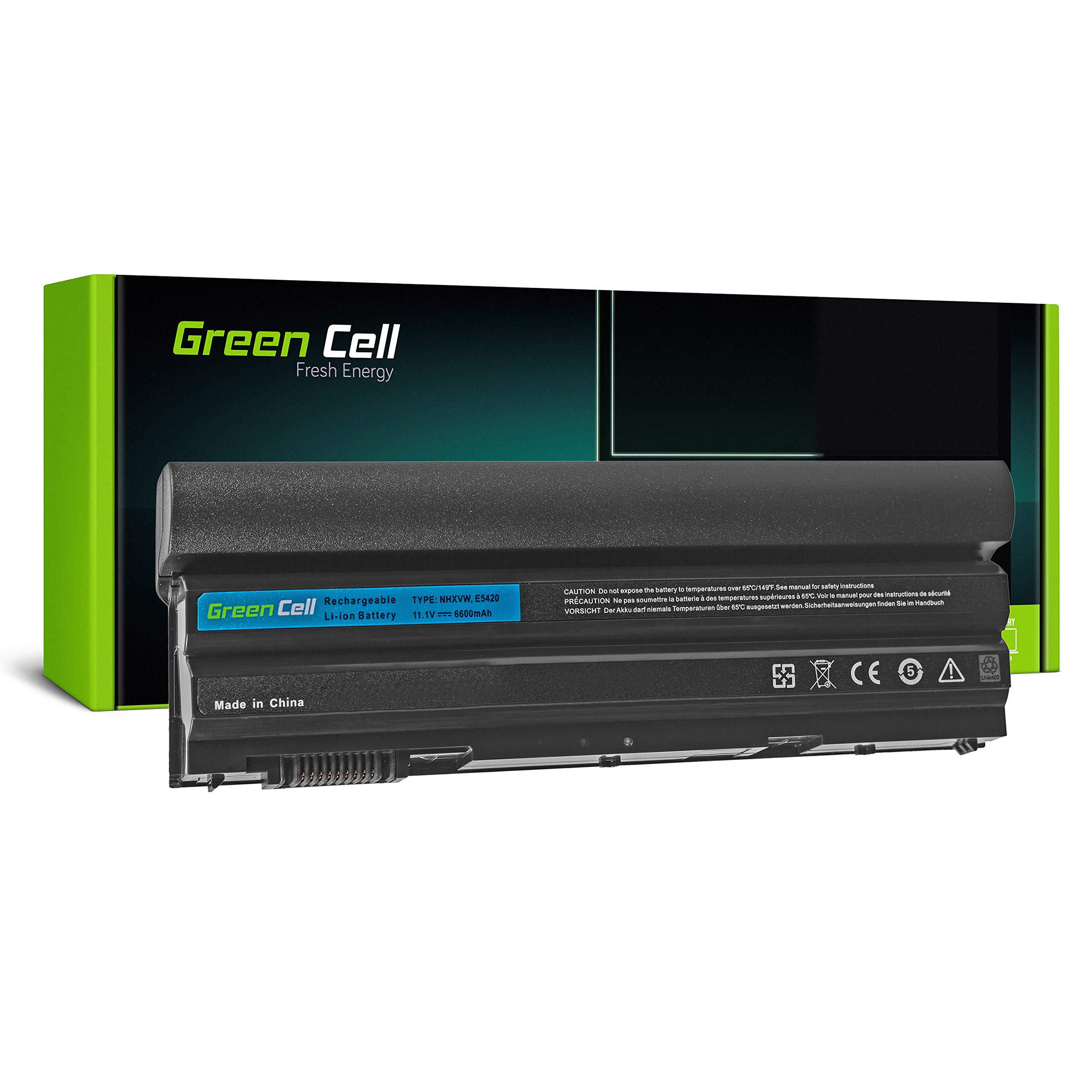Green Cell® Extended Serie 8858X M5Y0X T54FJ Laptop Akku für Dell Latitude E5420 E5430 E5520 E5530 E6420 E6430 E6440 E6520 E6530 E6540 (9 Zellen 6600mAh 10.8-11.1V Schwarz)
