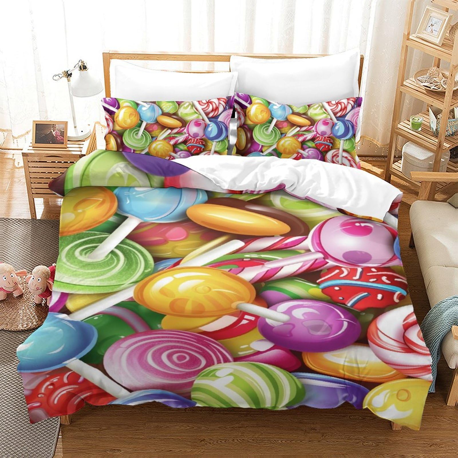 Housse de couette 3D Lollipop de qualité supérieure pour lit single