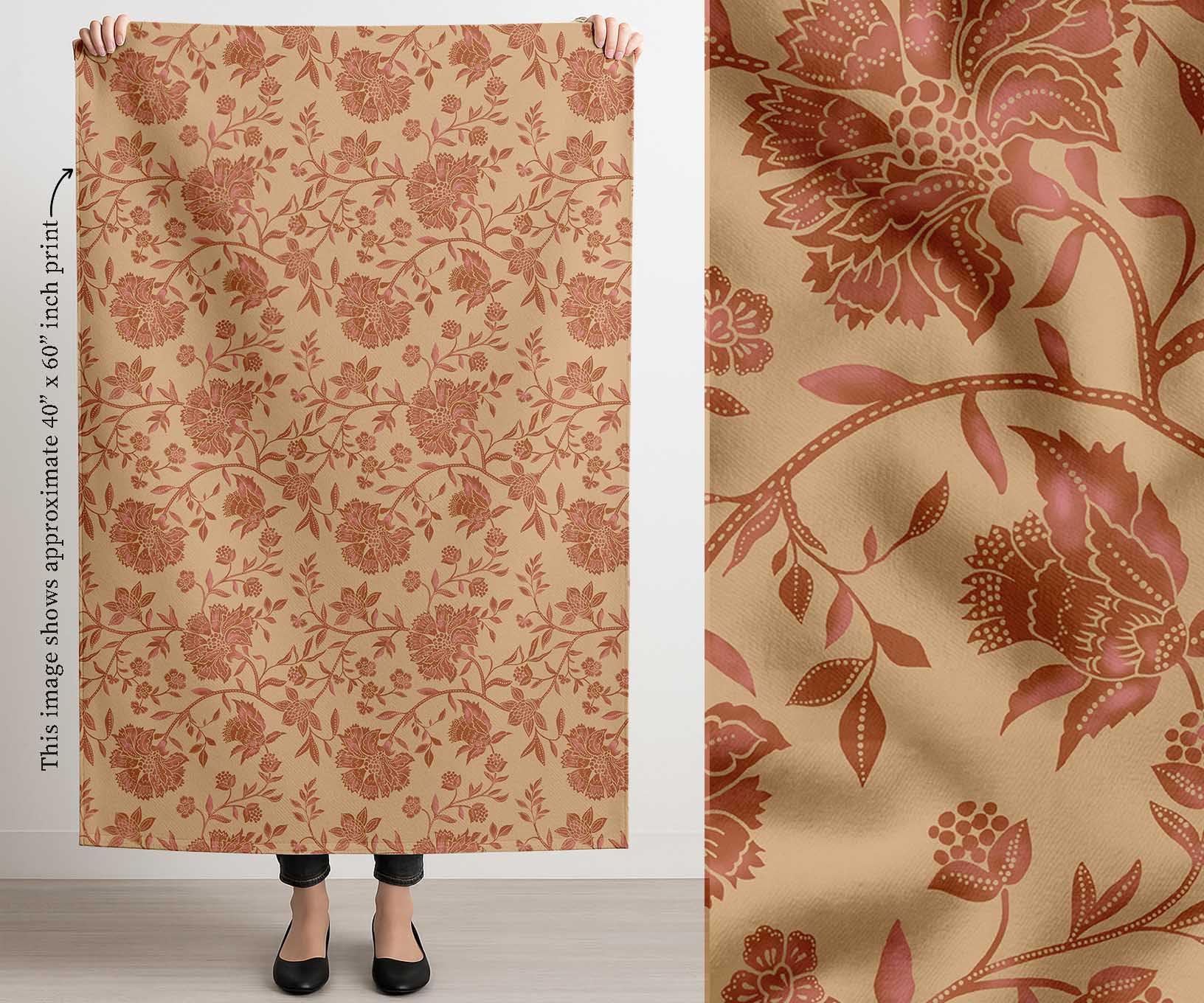 Soimoi Tela de lona 100% algodón - Estampado floral, naranja | 142 cm de ancho | Se vende por 5 metros | Tela de tapicería de grosor medio para decoración del hogar, bolsos y proyectos de bricolaje