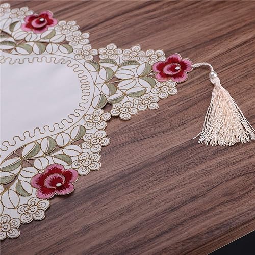 Miniatura 9 de LeLehome - Mantel de encaje bordado con flores color café