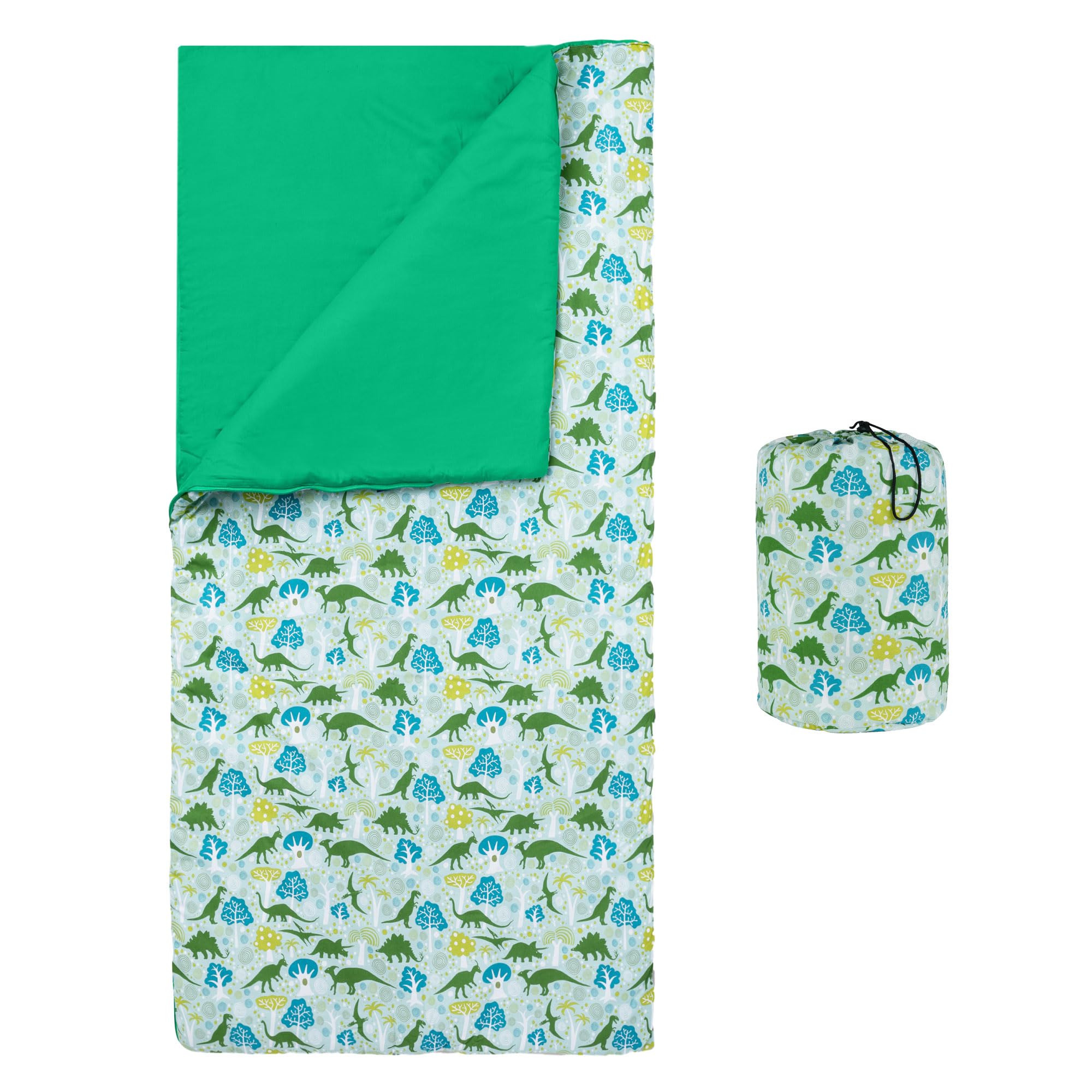 Wildkin Kids Sleeping Bag – Roll-Up Design with Storage Bag for School, Travel & Camping - Dinomite Dinosaurs