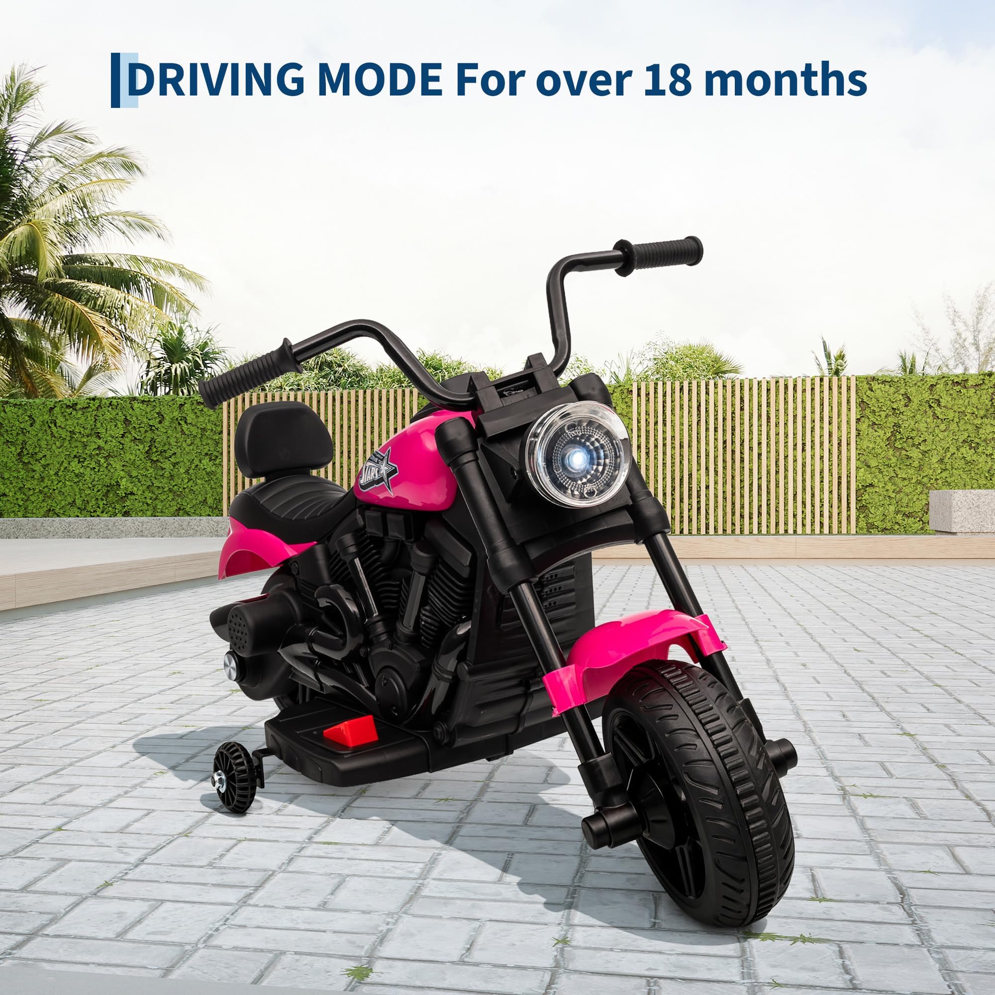 Garvee Moto Électrique Enfant 6V Quad avec LED Musique Amortisseurs Roues Stabilisatrices 3 km/h