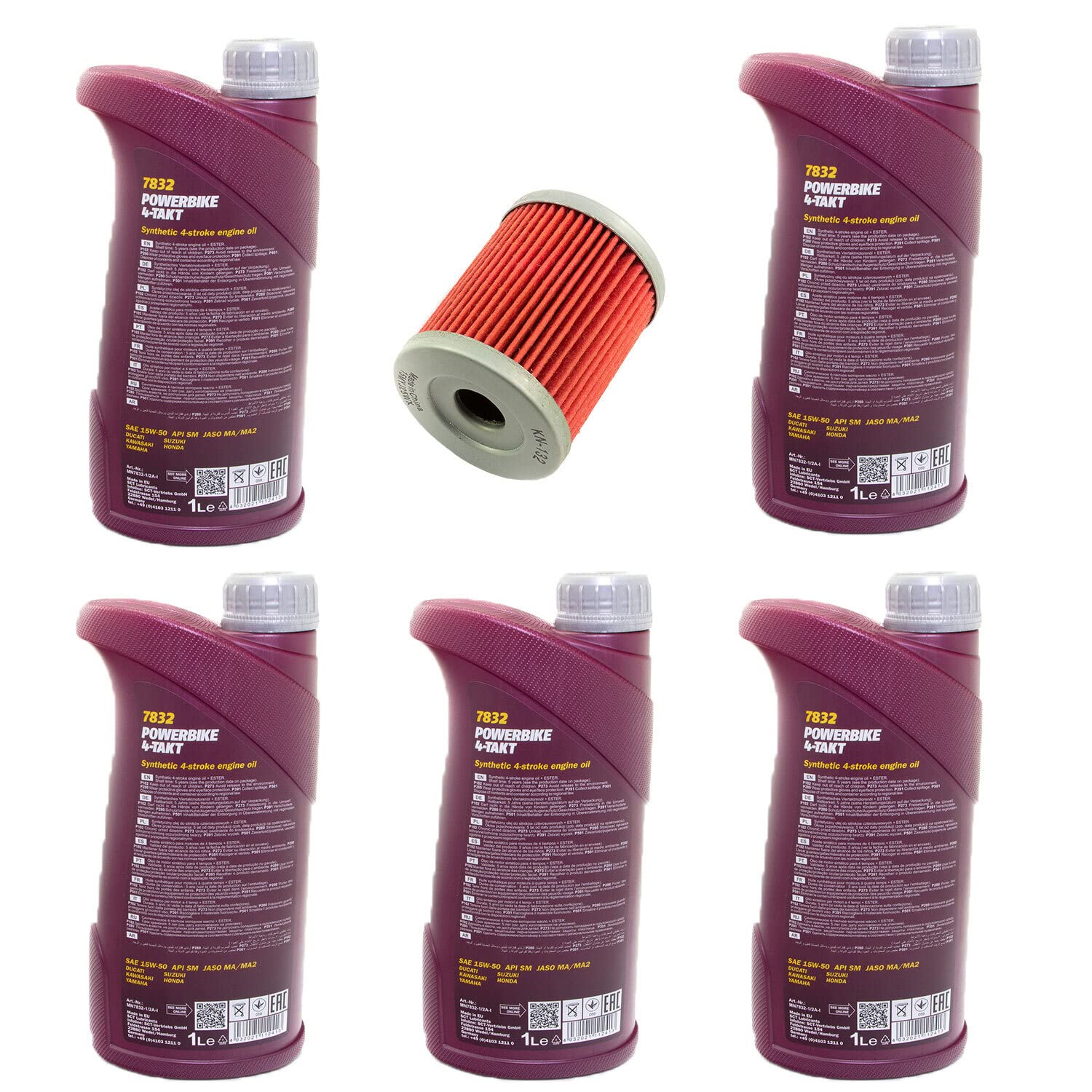 Motoröl Set 15W50 5 Liter + Ölfilter KN132 für Beta