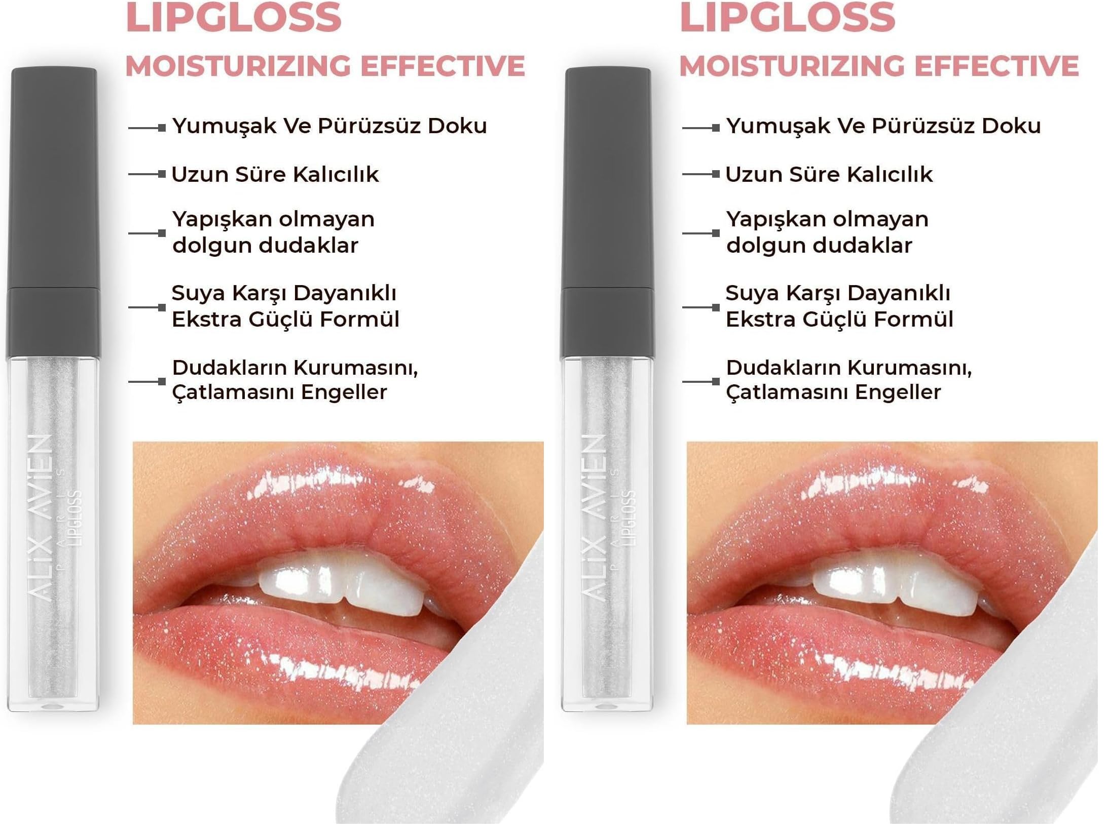 ALIX AVIEN Nemlendirici Etki Yapışkanlık Hissi Bırakmayan Dudak Parlatıcı - Lipgloss 13 Diamond Burst (2 paketi)