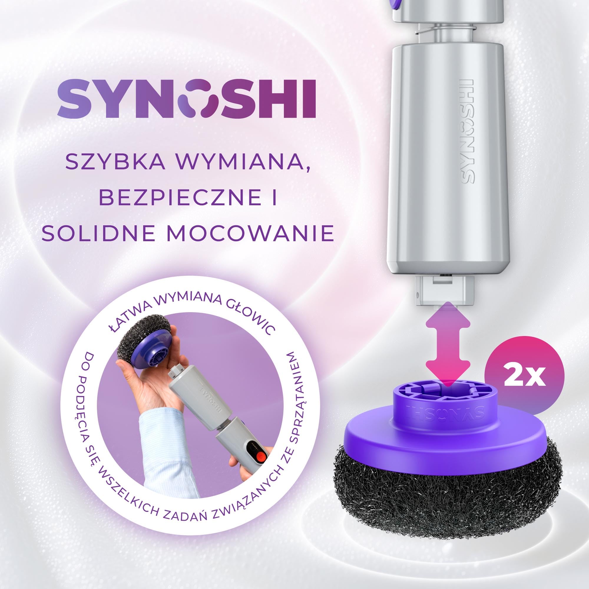 Synoshi Pro Stalowa Głowica do Szczotki Elektrycznej 2 Szt | Do grilla, rdzawych powierzchni i twardych zabrudzeń.