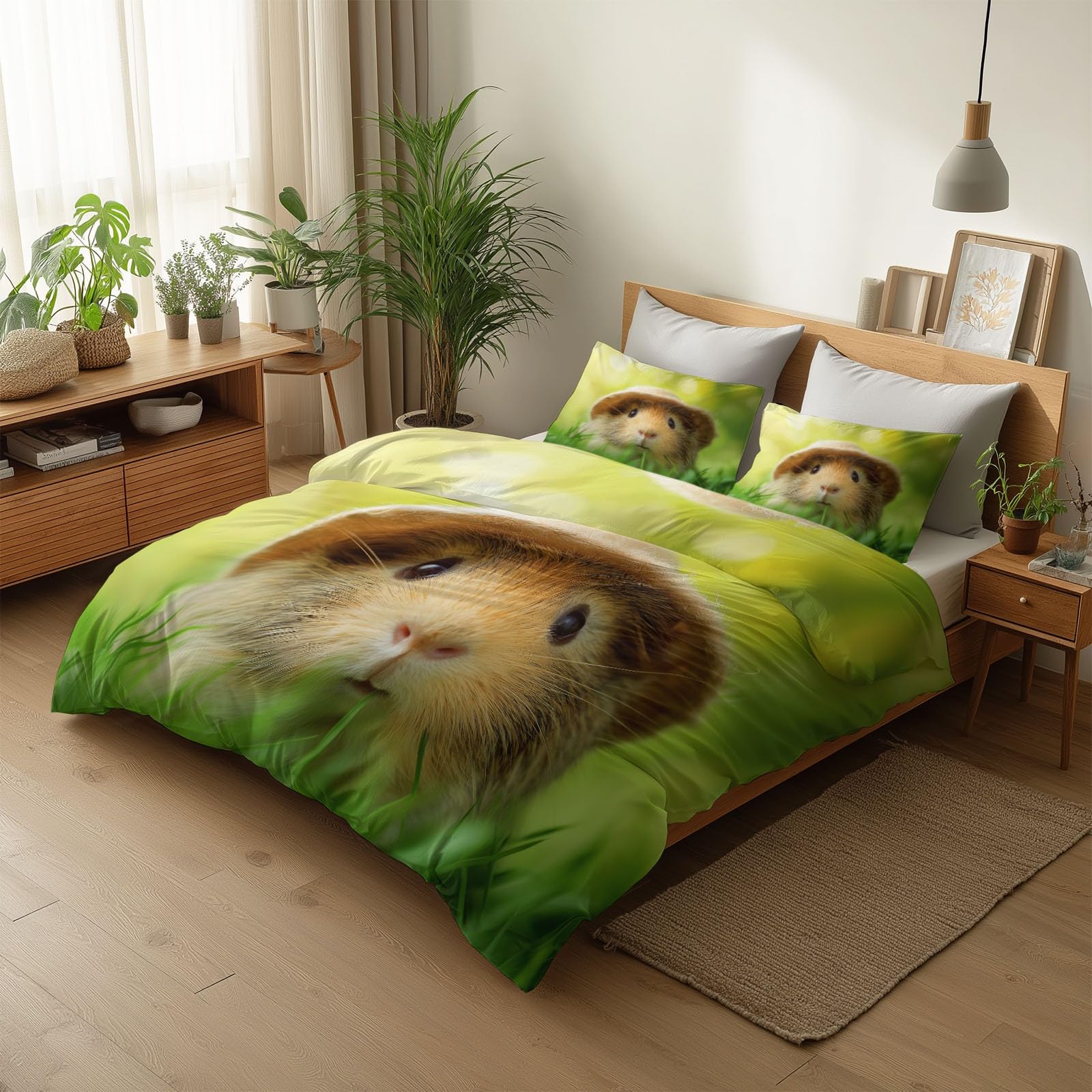 Générique Komplet pościeli 220 x 240 cm Dorośli dziecko świnka morska, poszwa na kołdrę w stylu fotografii przyrodniczej - zestaw pościeli z fotografią zwierząt motyw ekologiczny poszwa na kołdrę