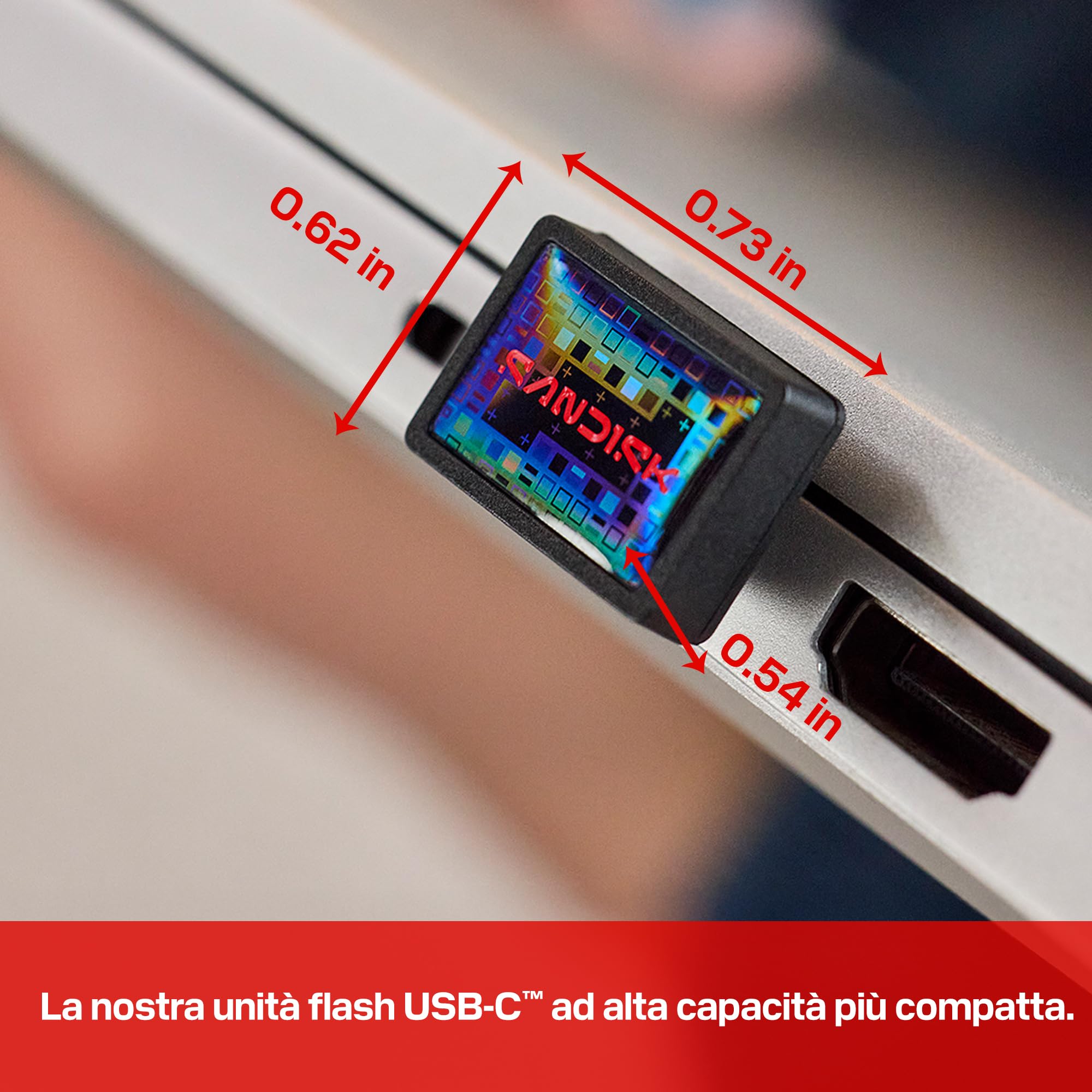 SANDISK Extreme Fit, Unità Flash USB-C 512 GB (Velocità di lettura fino a 400 MB/s, USB 3.2 Gen 1, USB Type-C, storage plug-and-stay, l'app SANDISK Memory Zone)