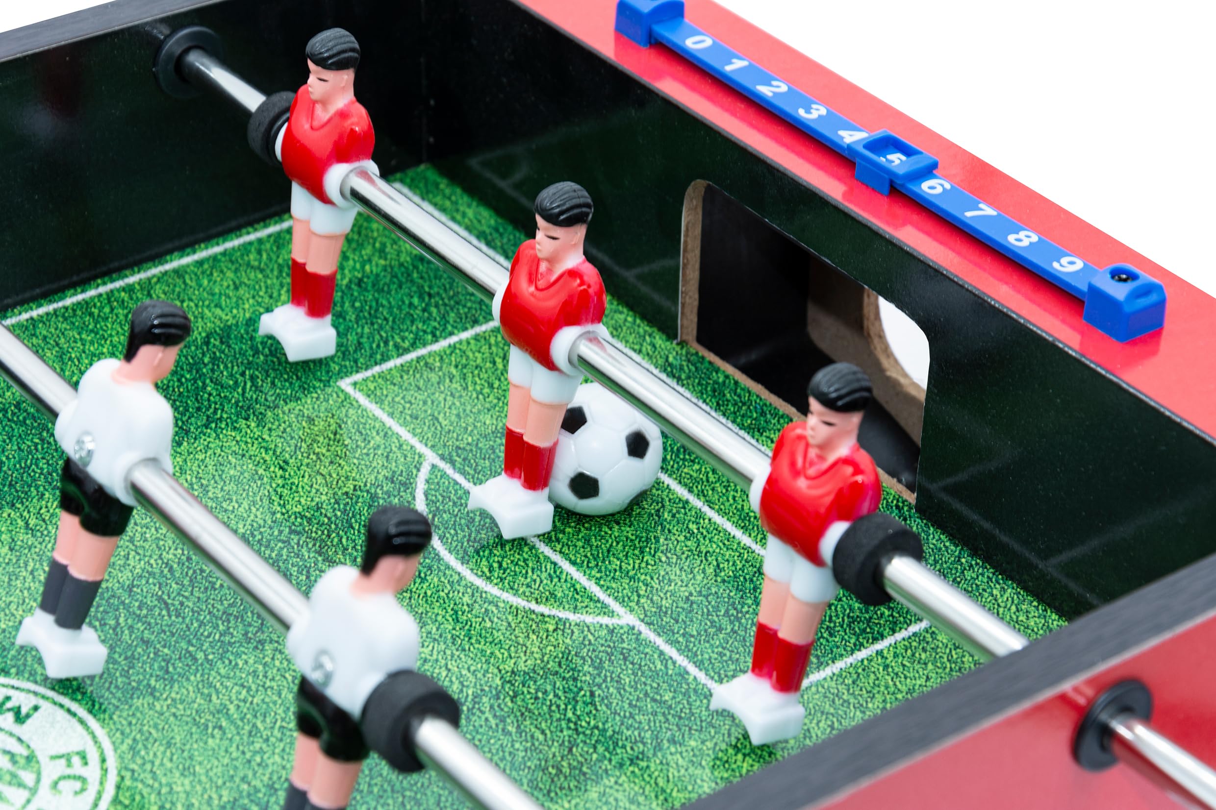 FC Bayern München Tischkicker Kinder - Offizieller Tischaufsatzkicker, kompakter und Leichter Mini-Kickertisch für Drinnen - Spielfeld 40,5 x 29,5 cm