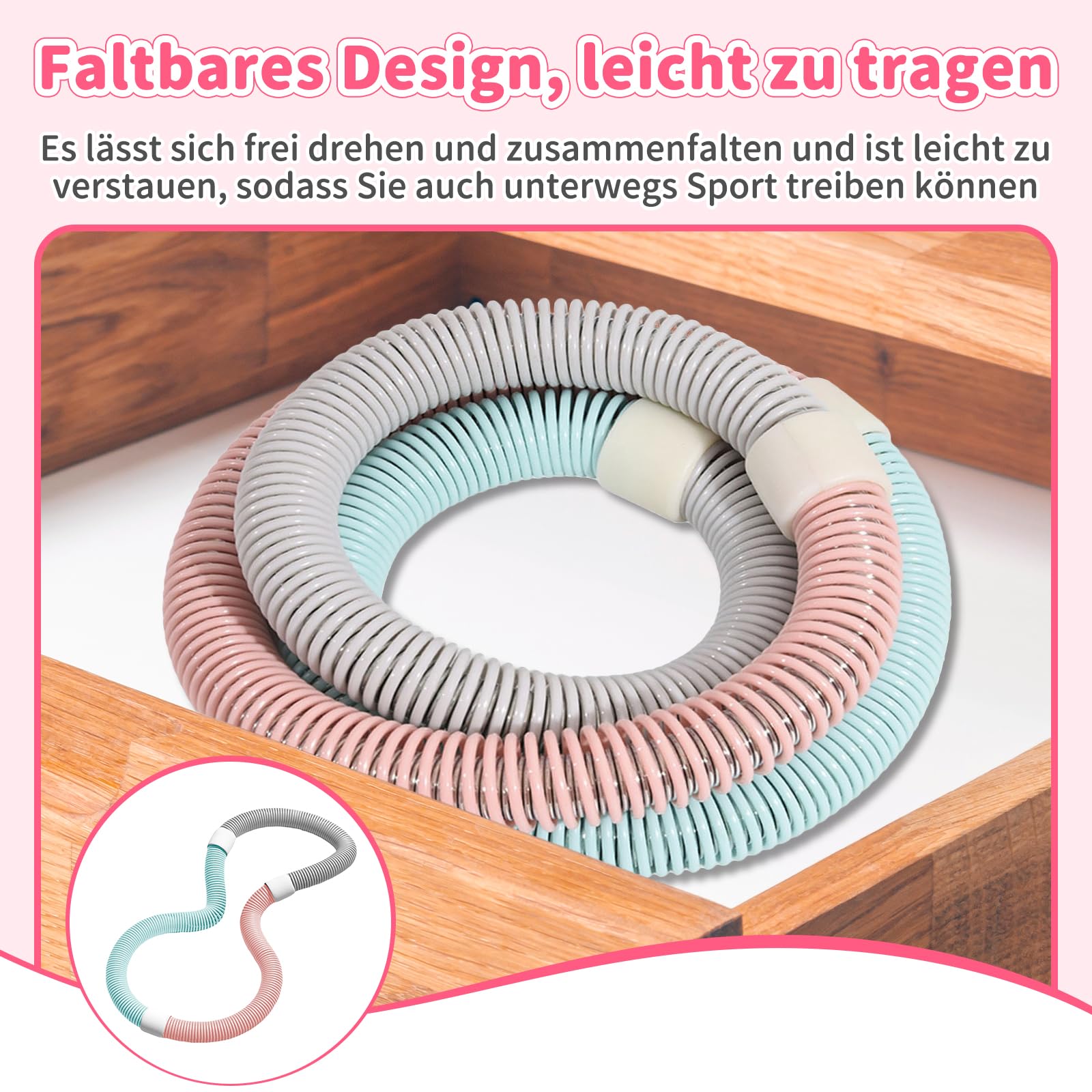 Harilla Sports Hula Hoop für Erwachsene, Fitness-Reifen mit Gewicht zur Gewichtsreduktion und Massageeffekt, weicher Fitness-Reifen, faltbarer PVC-Hula Hoop für Bauchmuskeltraining, Fettverbrennung