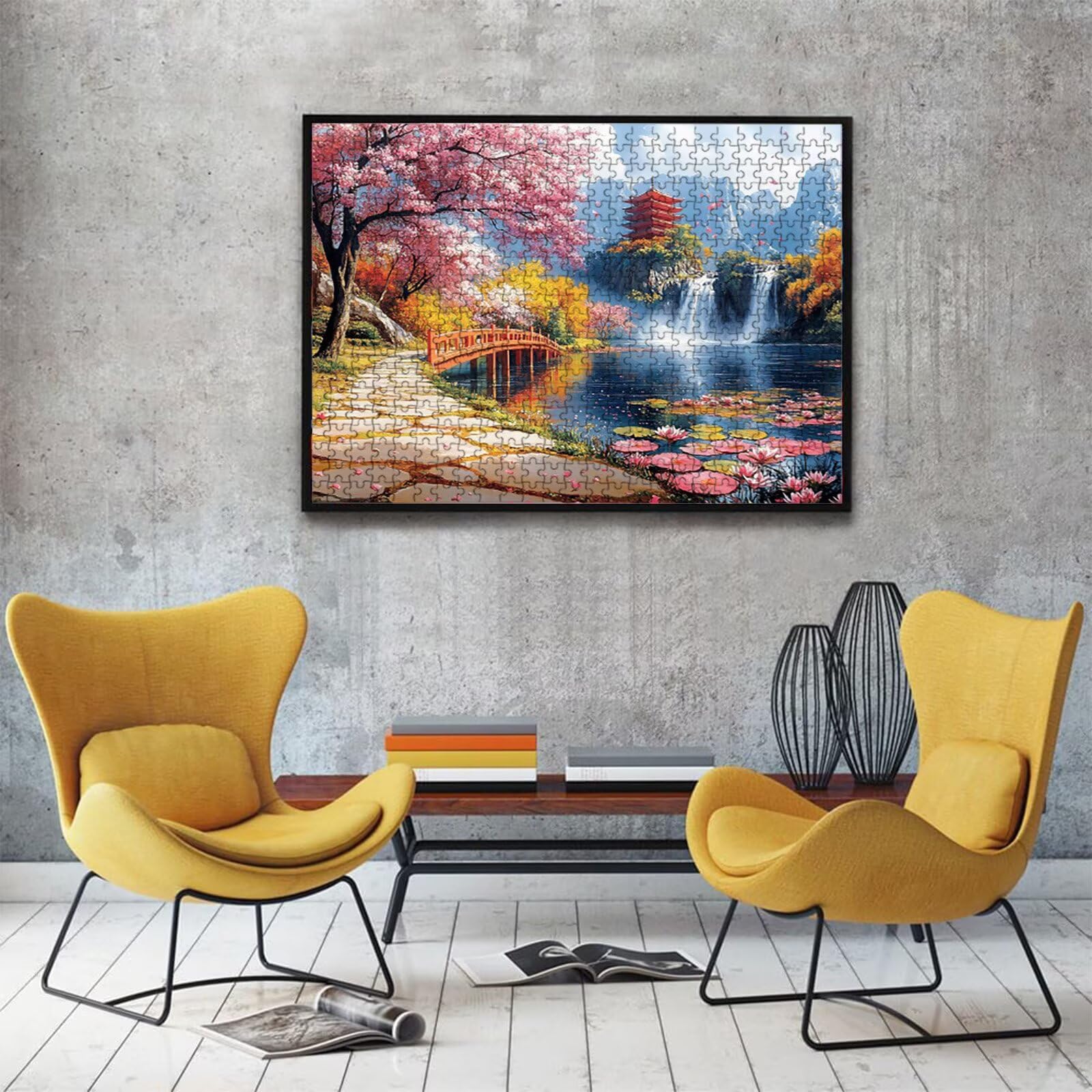 Puzzle 1000 elementów, puzzle 1000 elementów dla dorosłych, trudne puzzle, druk w wysokiej rozdzielczości i jasne kolory, drewniane puzzle jesienny krajobraz z wykwintnym pudełkiem do pakowania W3H