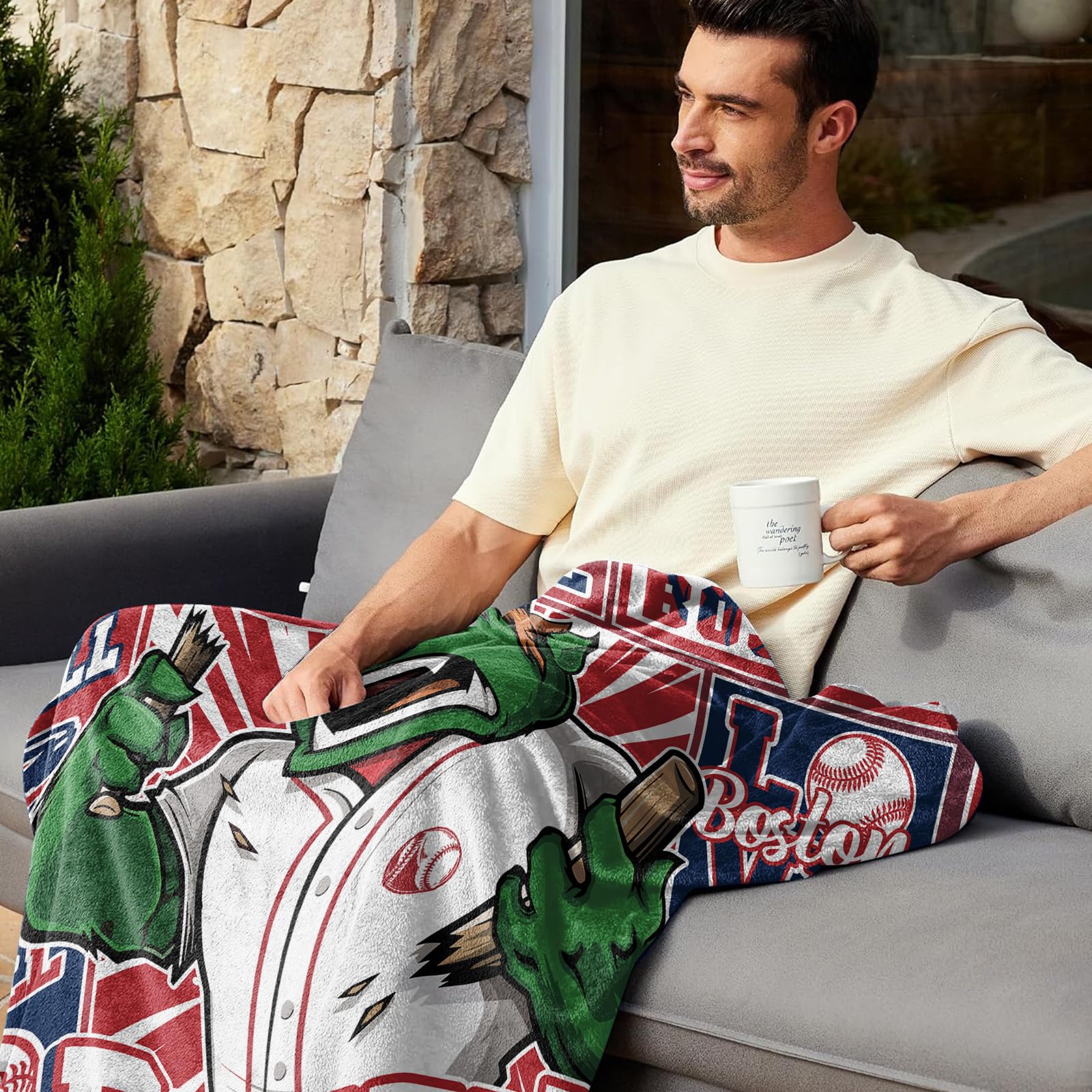 KLFELK Baseball Gifts for Men, Red Baseball Blanket, Players Coach Gifts for Fans, Sports Stuff Blanket Throws 60