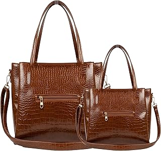AVÉRAA Croco Texture 2-in-1 Handbag Set for Women | Medium Handbag + Sling Bag Combo | Synthetic Leather Shoulder Bag | 17... Price In India