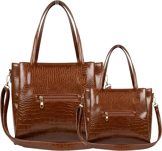 AVÉRAA Croco Texture 2-in-1 Handbag Set for Women | Medium Handbag + Sling Bag Combo | Synthetic Leather Shoulder Bag | 17...