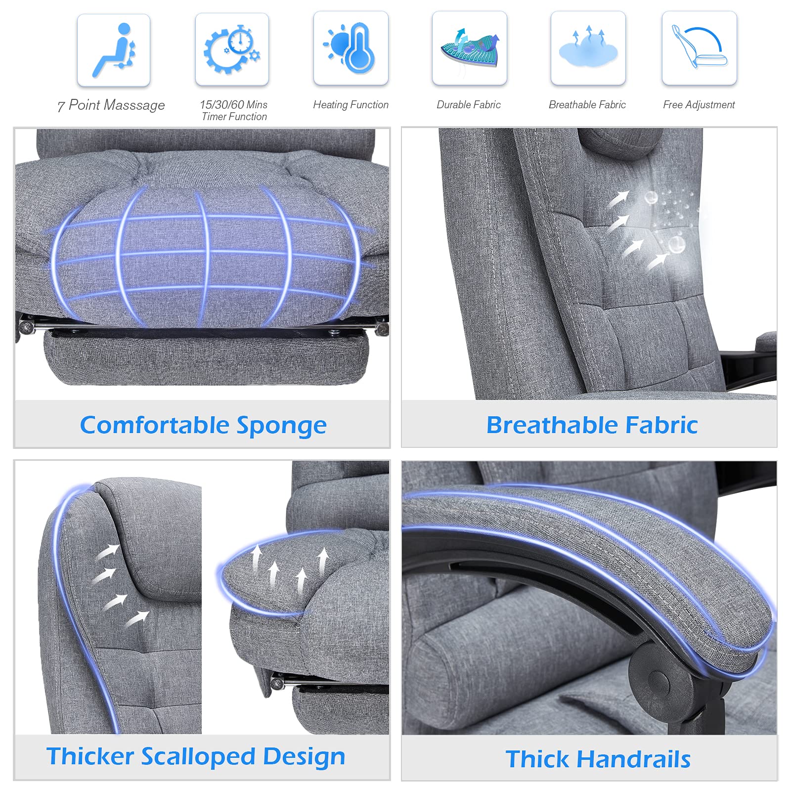 YODOLLA Ergonomic Reclining Office Chair with Massage and Heat Function