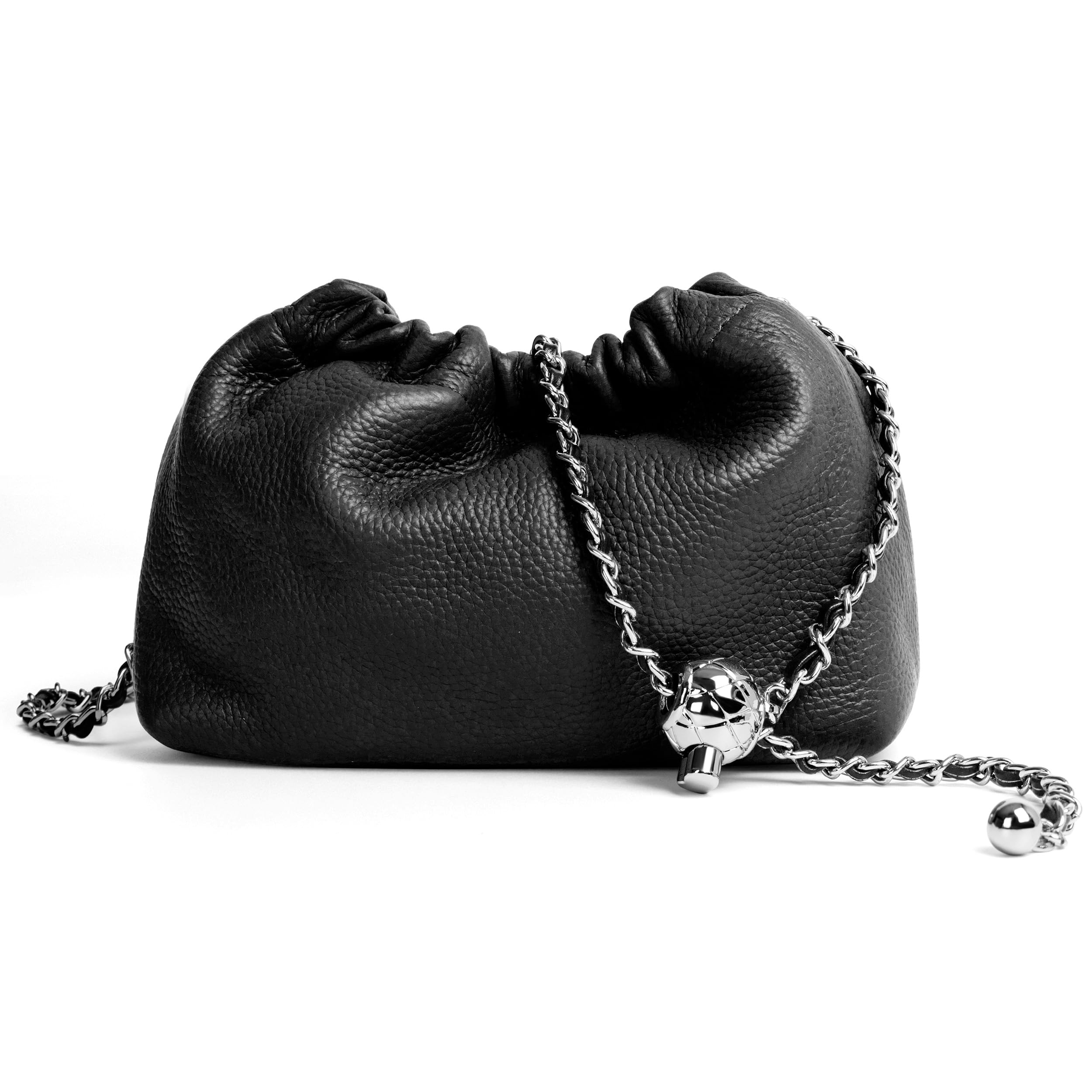 Joryin Small Crossbody Bag For Women Trendy.Dumpling Bag Clutch Purse For Women Evening Bag Cloud Purse Vegan Leather Hobo Bag, Leather-black