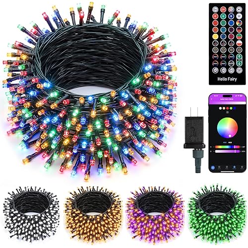 Minetom LED Color Changing Smart RGB Christmas Tree Lights, 82ft 250LED String Twinkle Lights, 16 Milion Adjustable Colors Fairy Lights with Remote & Timer & Memory for Xmas Tree Holiday Party