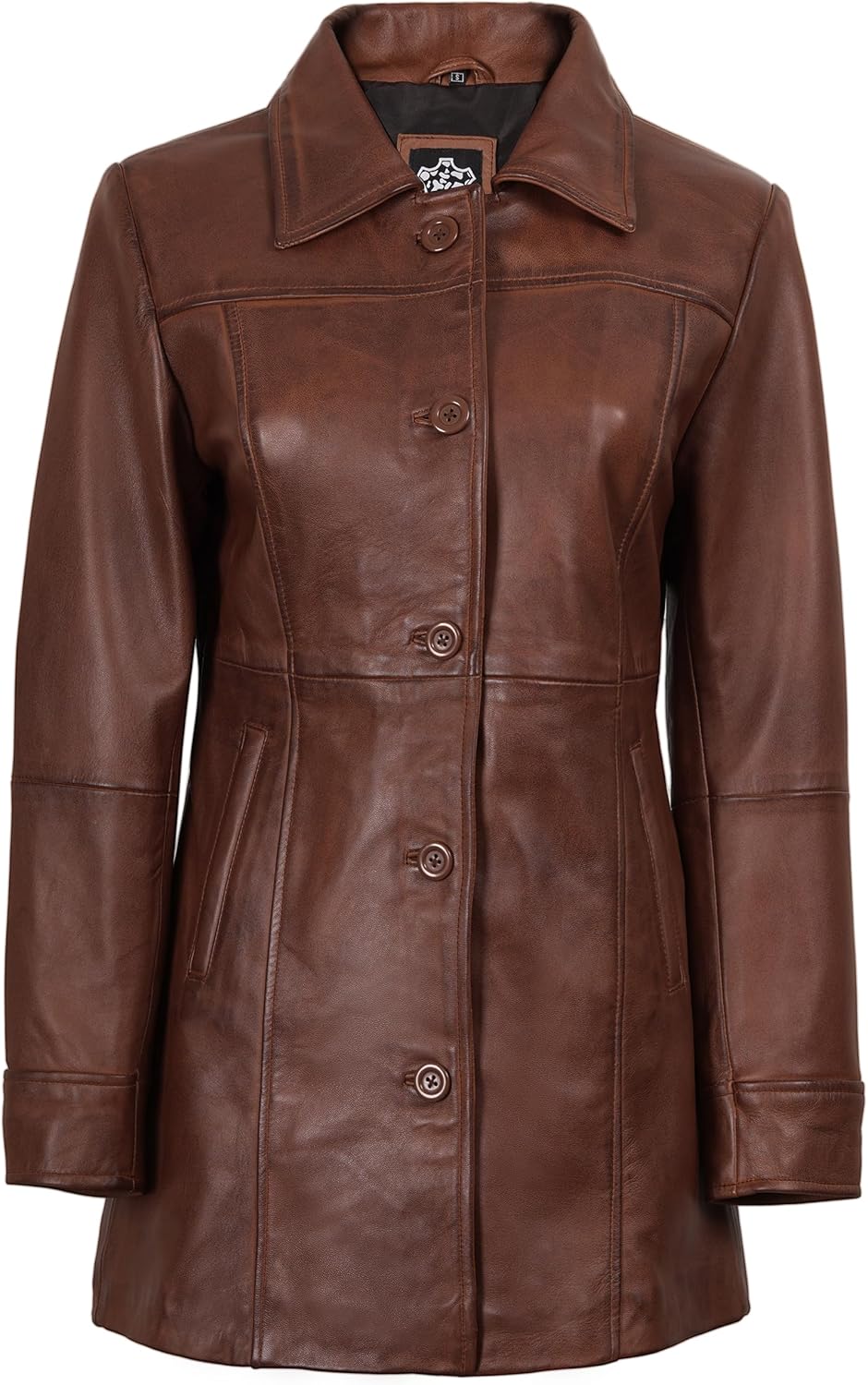 Blingsoul Womens Leather Jacket - Vintage Style Long Leather Jacket Women - Image 3