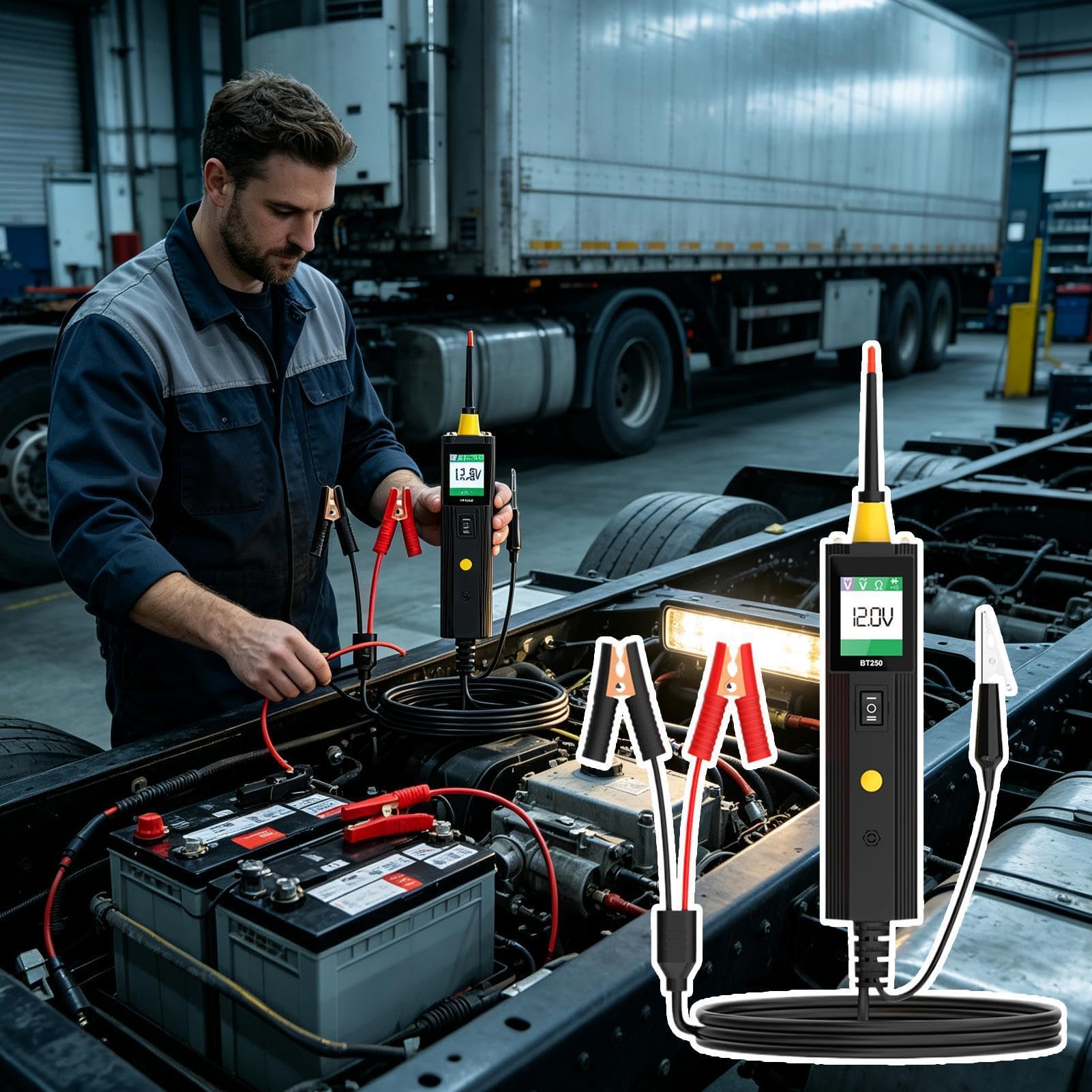 Tester di circuito per auto con sonda, rilevatore elettrico senza contatto, con | Tester per circuiti auto, cavo di alimentazione per camion, camper, rimorchio, sovraccarico, bassa tensione