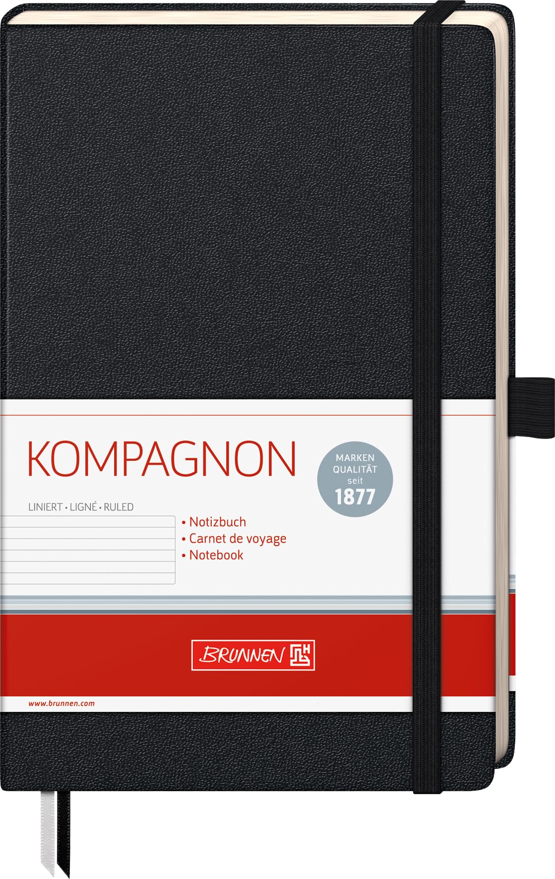 Brunnen Kompagnon 96-Page Lined Notepad Lineature 21 Black 12.5 x 19.5 cm