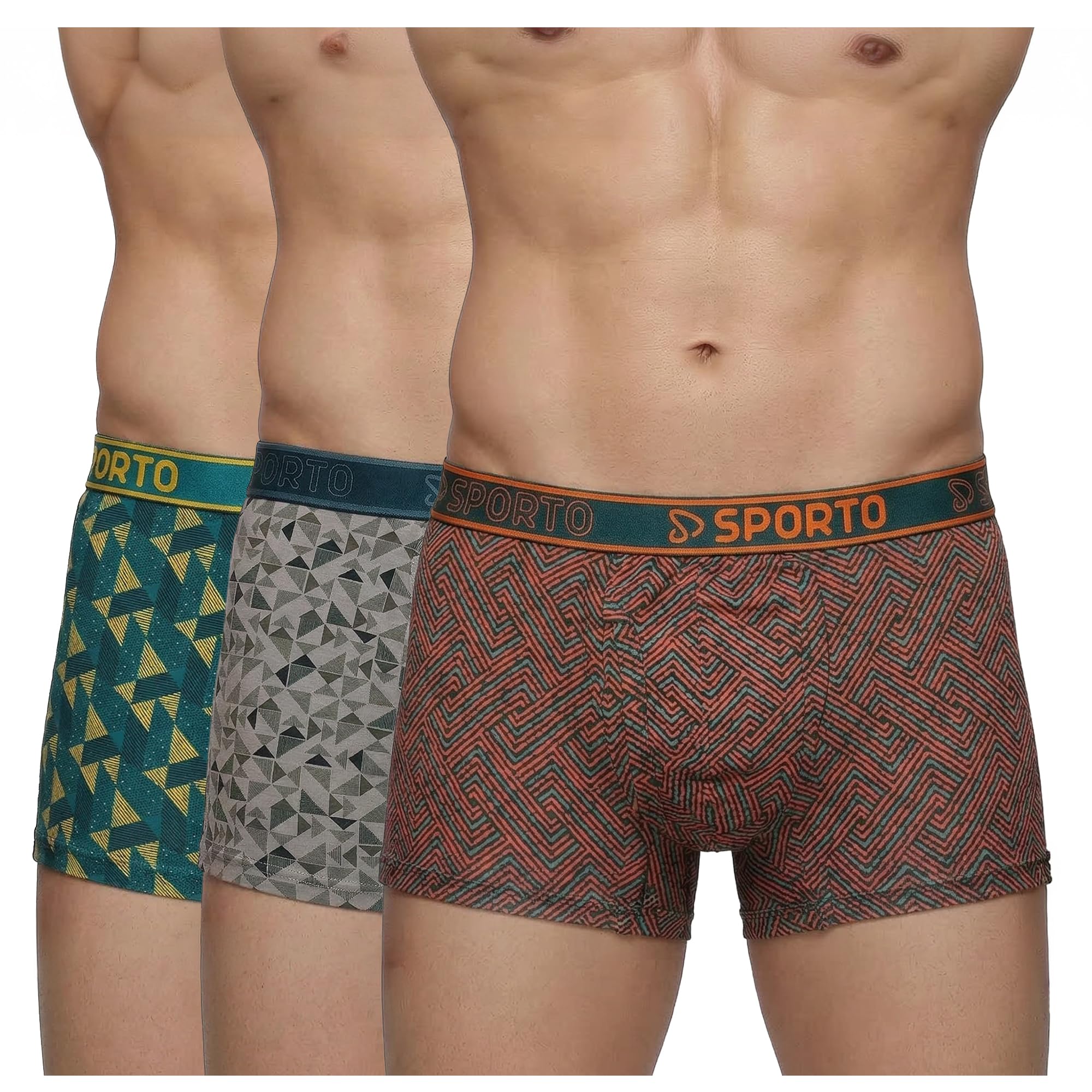 sporto Macho Men's Printed Cotton Mini Trunk Pack of 3 Assorted Colour |Colour May Vary-picture-35