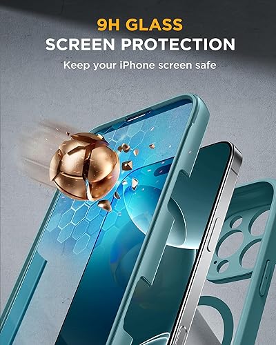 Miniatura 457 de Miracase Glass Series - Funda magnética para iPhone 15, compatible con MagSafe, de cuerpo completo, protector de pantalla de vidrio 9H integrado