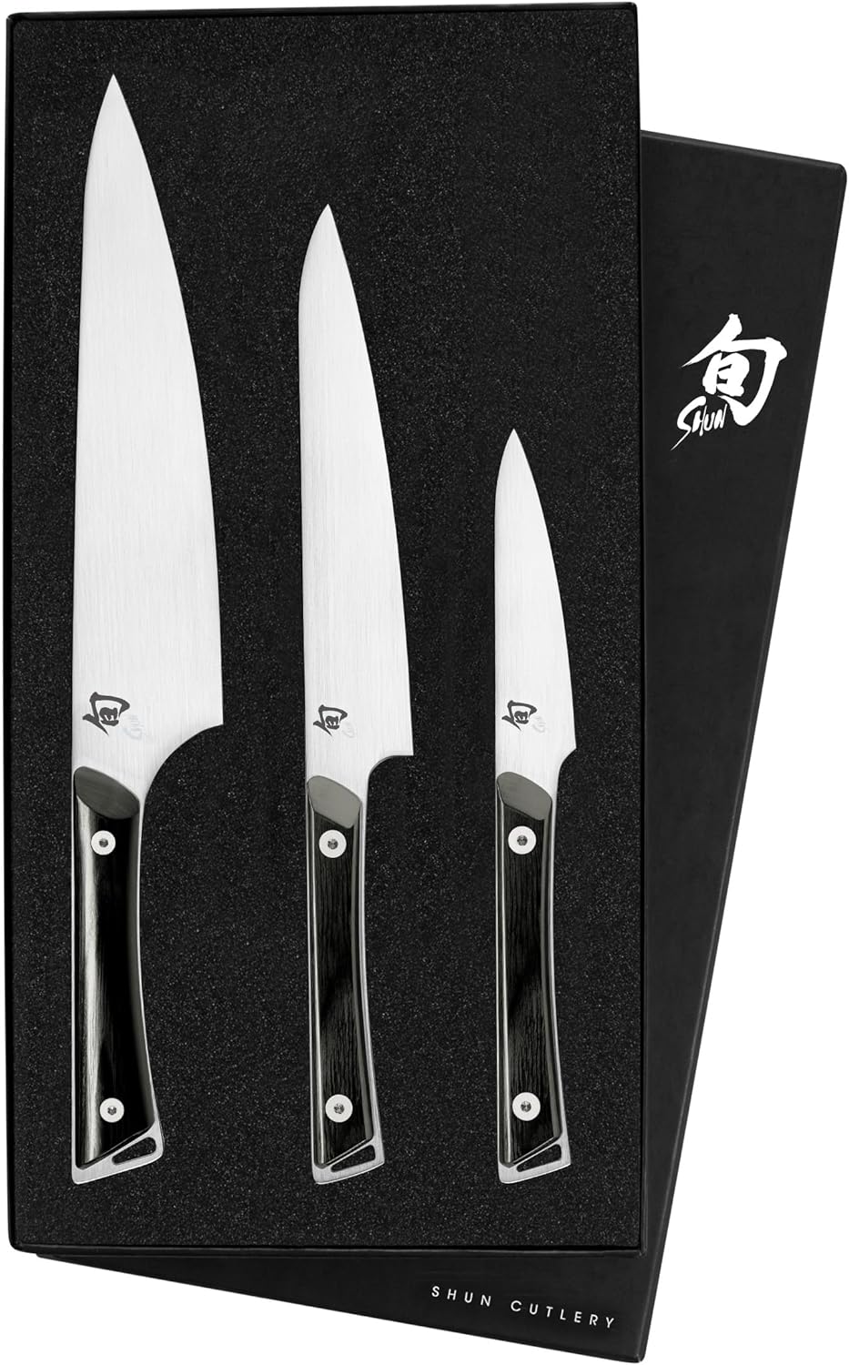Shun Kazahana 3 Piece Starter Set, Includes 8" Chef, 6" Utility and 3.5" Paring Knives, Handcrafted Japanese Knife Set, AUS10A Stainless Steel Blades, Pakkawood Handles