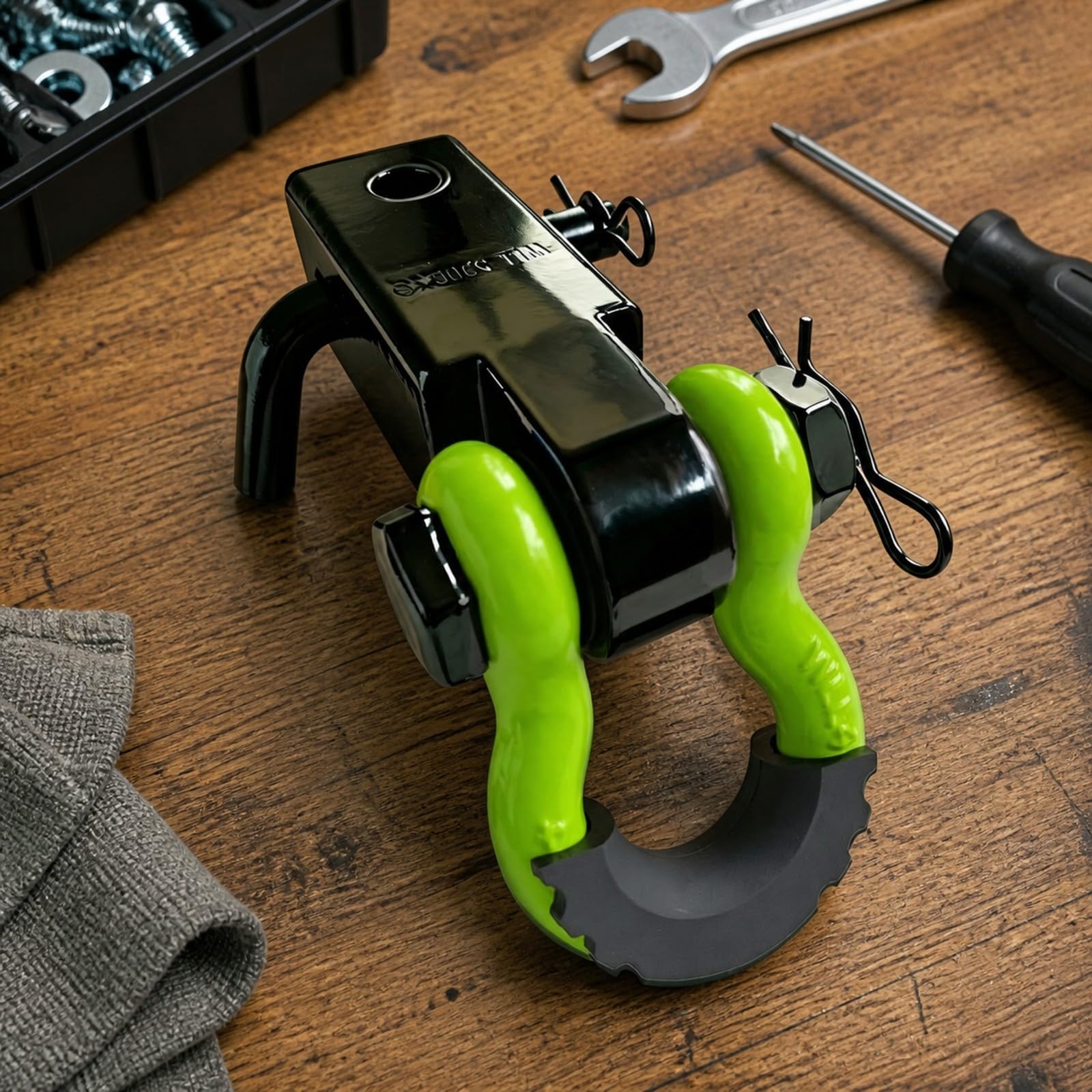 Gancio di Traino Resistente | Robusto, Attacco Ricevitore con Perno, Compatibile, Accessorio, per Fuori, Verde Chiaro