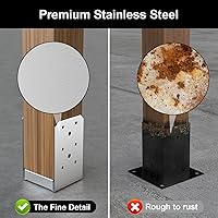 Vista 5 de Base de poste de 4 x 4 pulgadas, 2 soportes de anclaje ajustables de acero inoxidable (interno 3.5 x 3.5), base de poste ajustable para pabellón