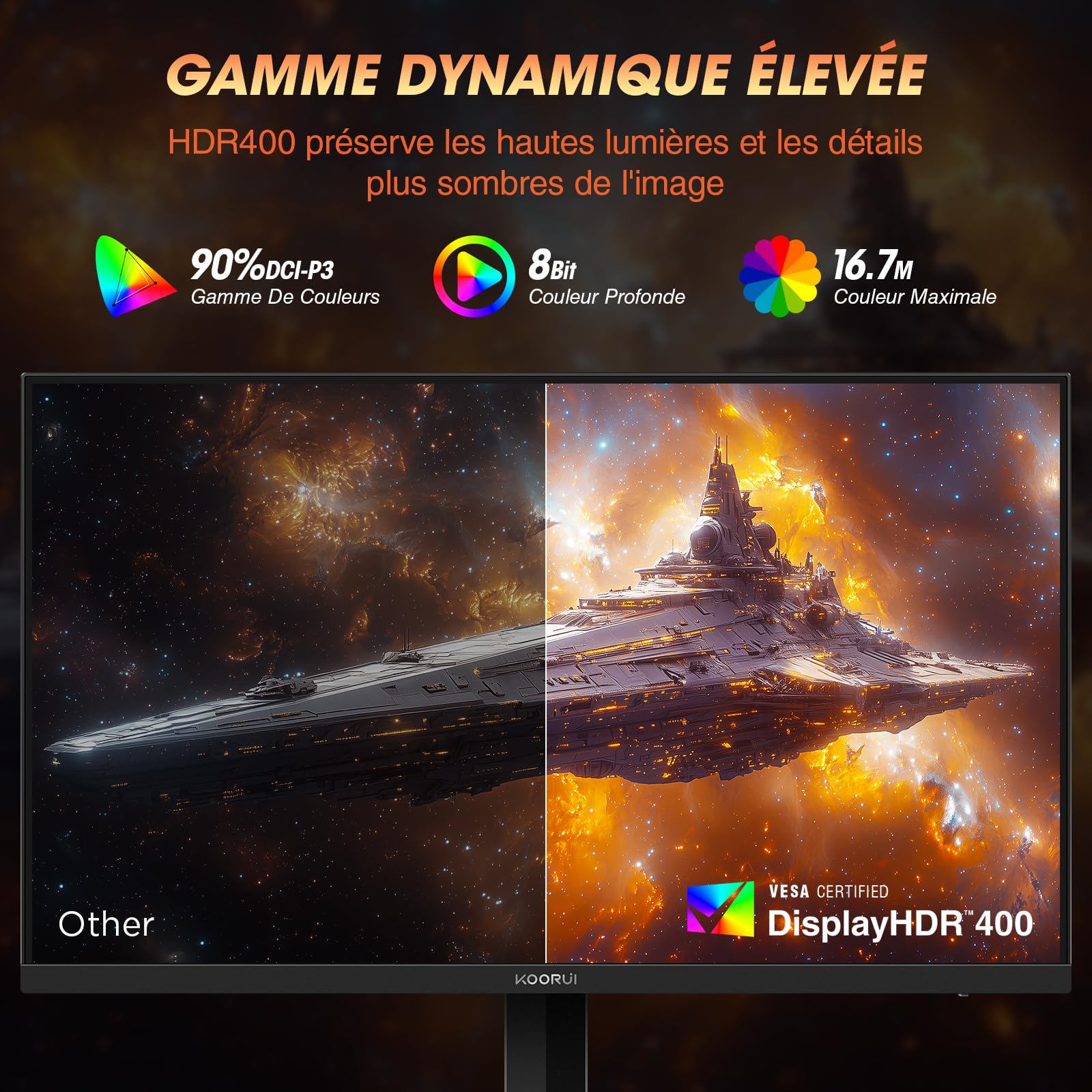 KOORUI 27 Pouces Écran PC Gaming 240Hz Fast IPS GTG 1 ms G2711X