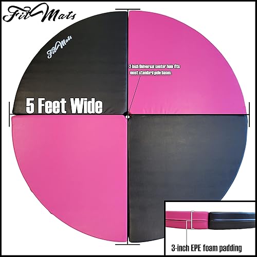 Miniatura 2 de FitMats 5Ft Wide Foldable Circular Exercise and Dance Pole Cushion. Cross Linked EPE Foam Safety Padding Portable Crash Mat wPU Leather Skid Proof