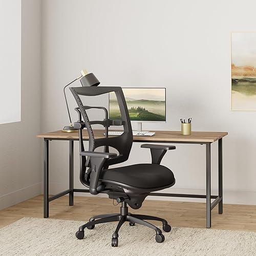 Miniatura 2 de Silla de oficina grande y alta de 450 libras con asiento ancho, silla de malla ergonómica de alta resistencia, escritorio ejecutivo para computadora