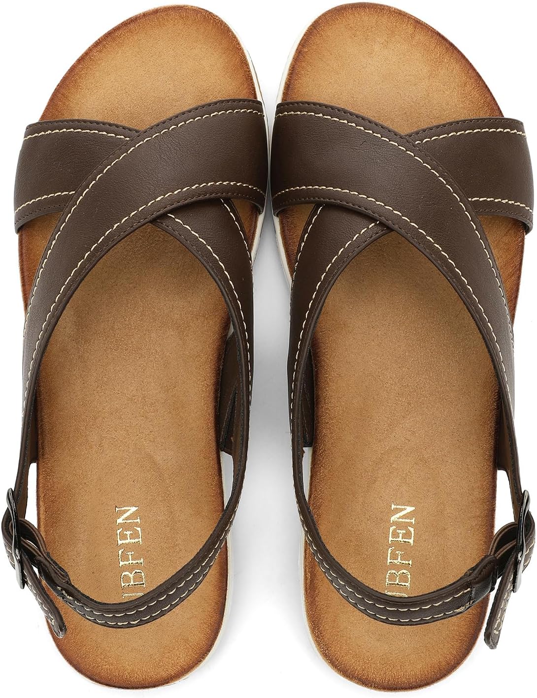 Womens Flat Sandals Arch Support Open Toe Adjustable Slingback Cross Strap Dressy Casual Comfortable Summer Shoes