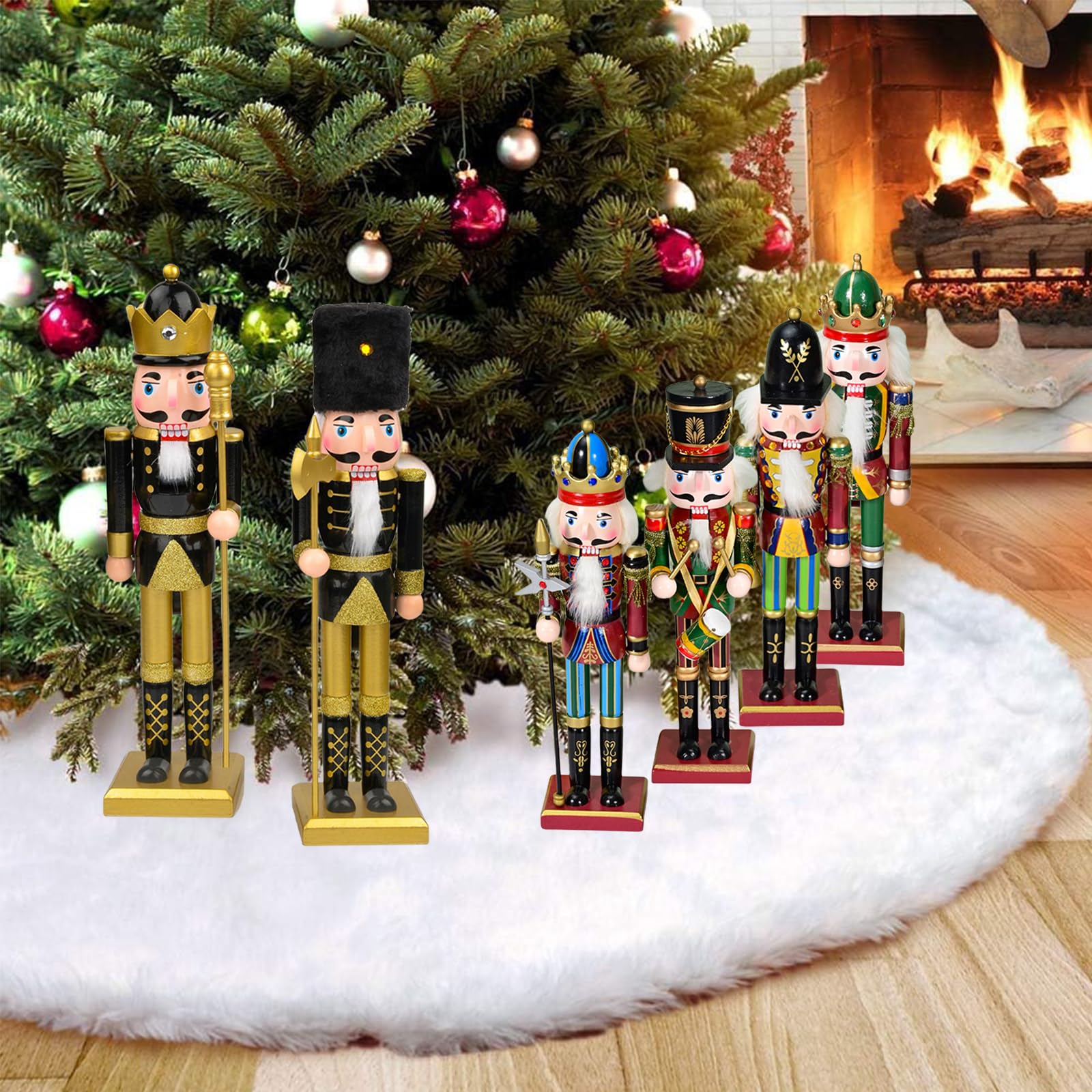 COSORO 30cm Rosa Weihnachten Nussknacker Figur,2 Stück Holz Nussknacker Soldat Große Traditionelle Weihnachtsdekoration Indoor Klassische Kiefernholz Ornamente für Weihnachten Weihnachtsschmuck