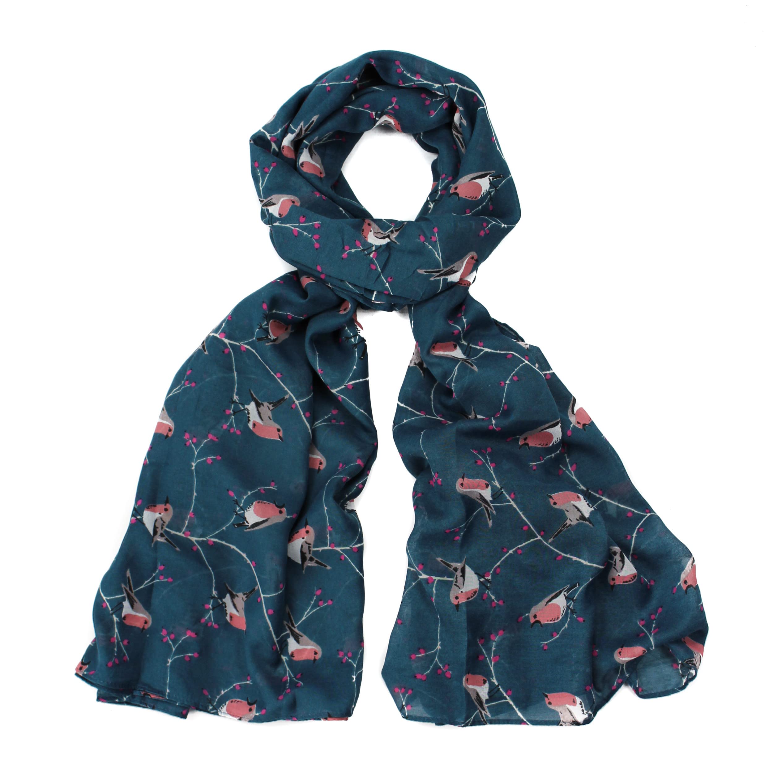 The Olive House Women's Grey The Olive House® Winter Christmas Robin Bird Scarf