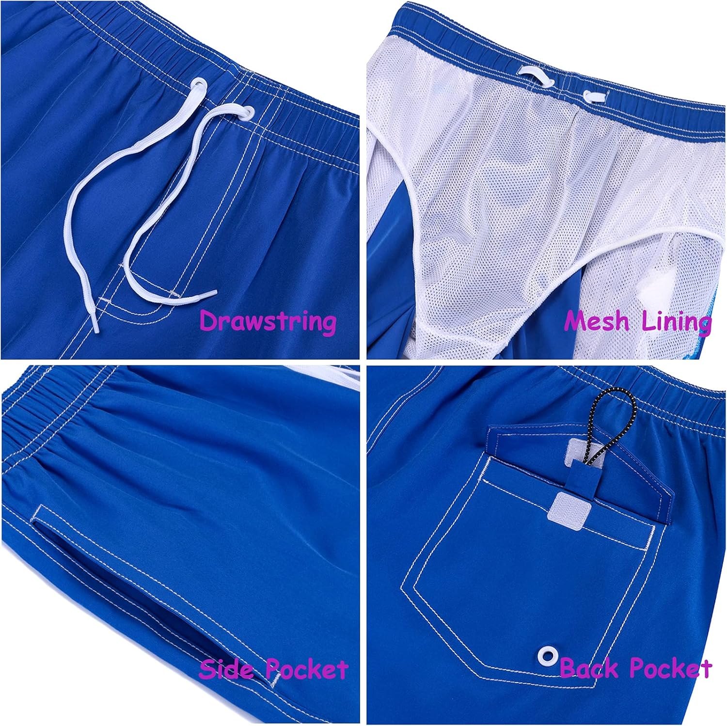 Mens Swim Trunks Beach Shorts Quick Dry Swimwear Bathing Suit with Pockets and Mesh Lining 40 Sky Blue