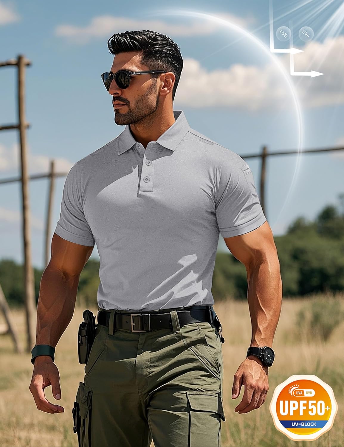 MAGCOMSEN Men's Polo Shirts Short Sleeve Quick Dry Performance Tactical Shirt UPF 50+ Work Golf Polos Collared Shirts