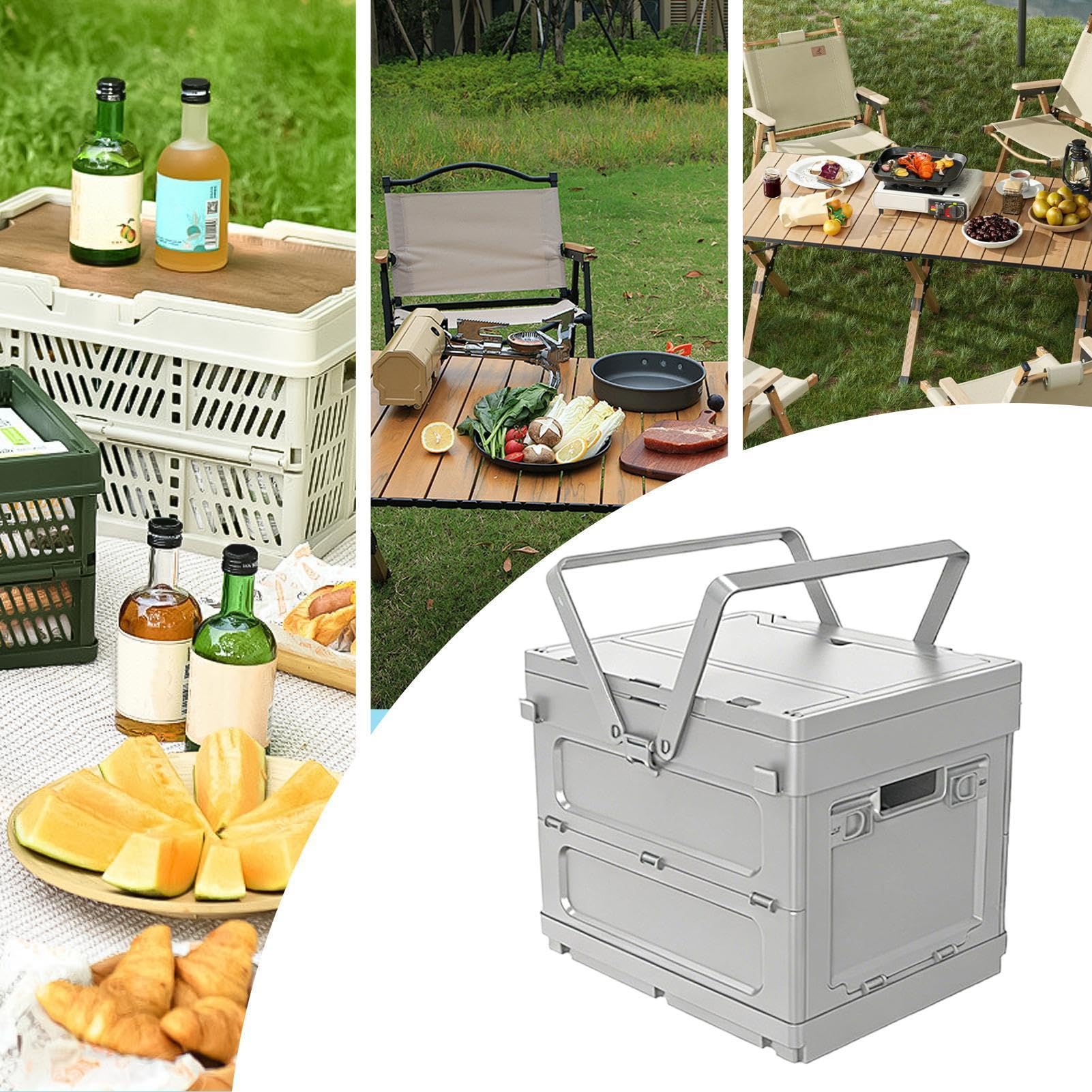 Cesta Organizador de Camping Plegable Gran Capacidad Soporte Fuerte
