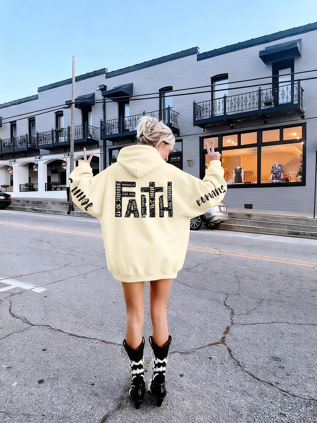 FASHGL Jesus Hoodies for Women Christian Sweatshirts Letter Graphic Faith Sweatshirt Christian Hoodie Long Sleeve Tops - Image 4